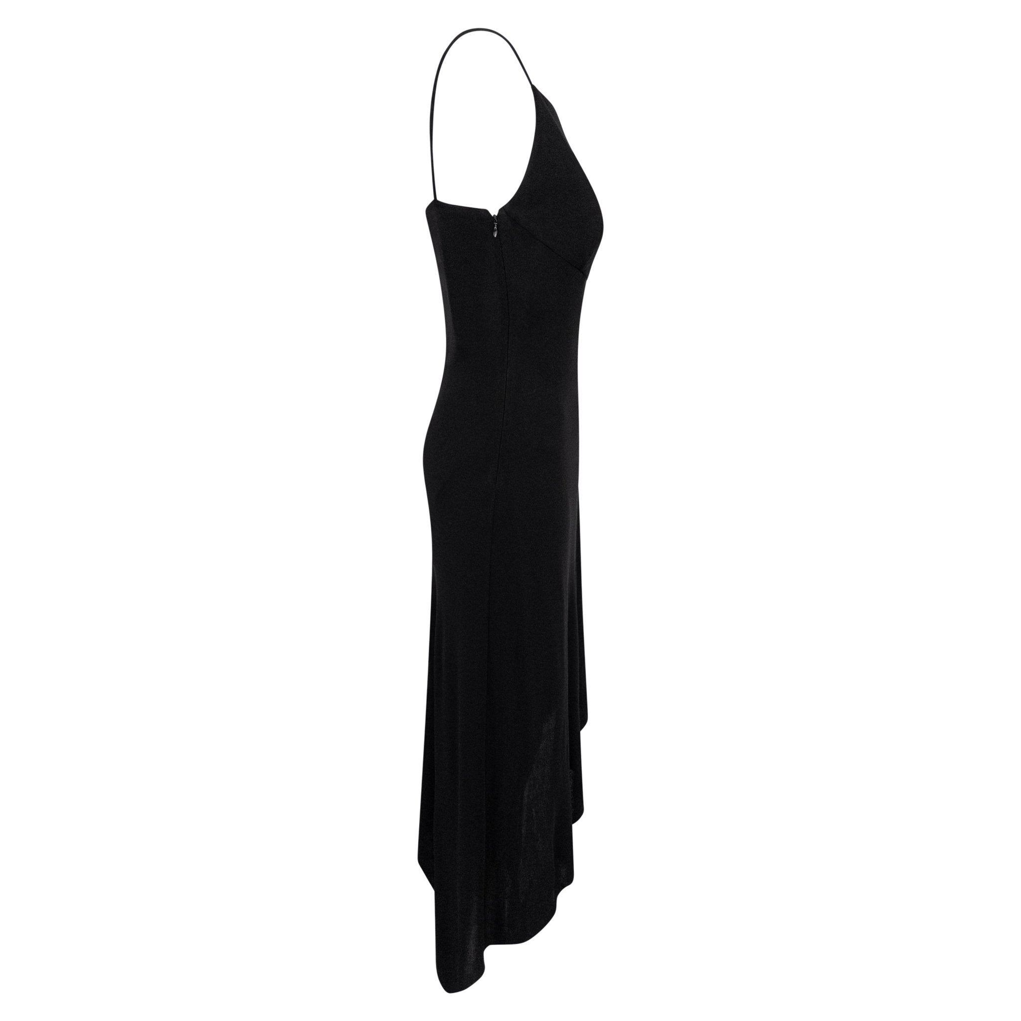 S/S 1997 Gianni Versace Runway Black Stretch Viscose Wrap - Style Asymmetric Dress - RealList