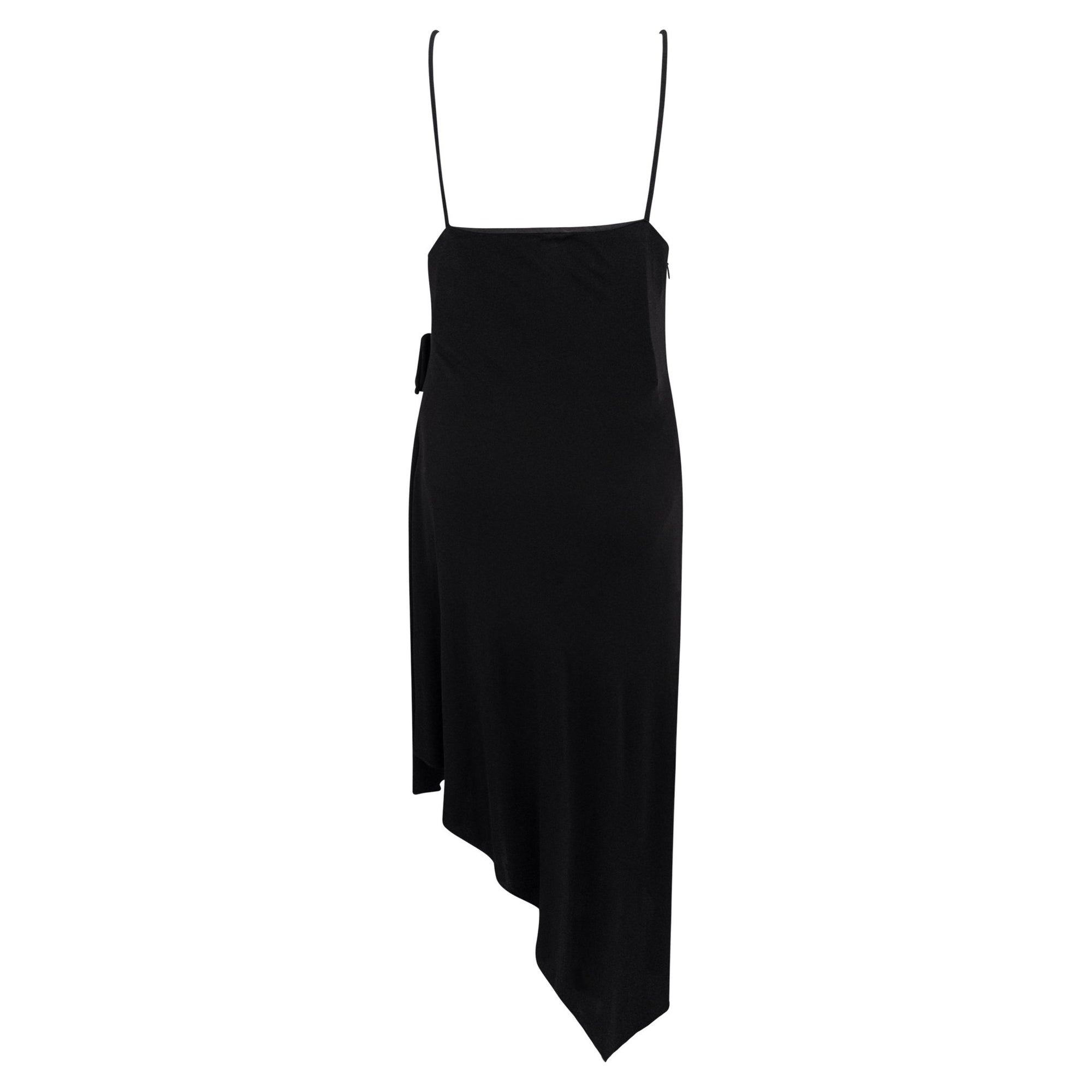 S/S 1997 Gianni Versace Runway Black Stretch Viscose Wrap - Style Asymmetric Dress - RealList