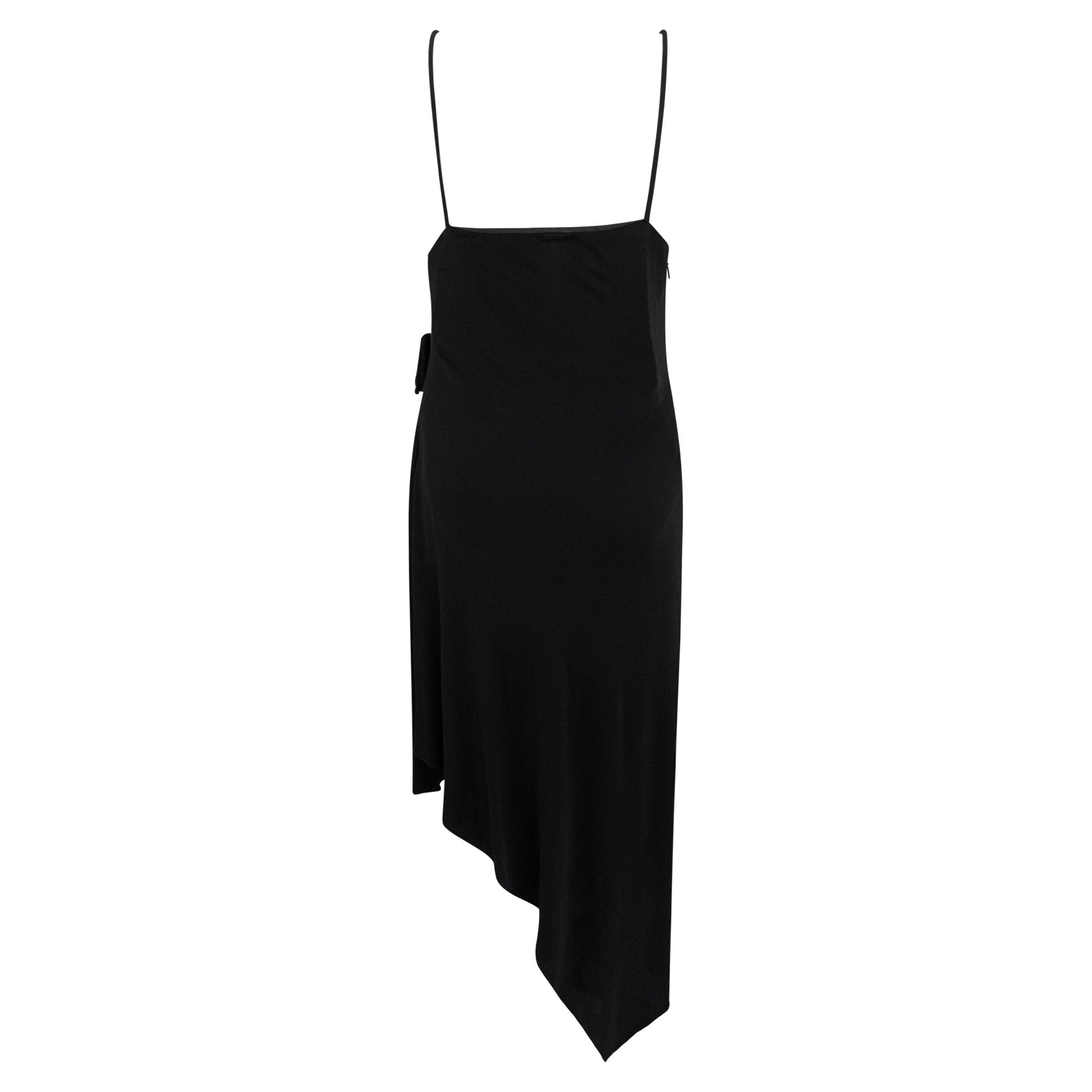 S/S 1997 Gianni Versace Runway Black Stretch Viscose Wrap - Style Asymmetric Dress - RealList