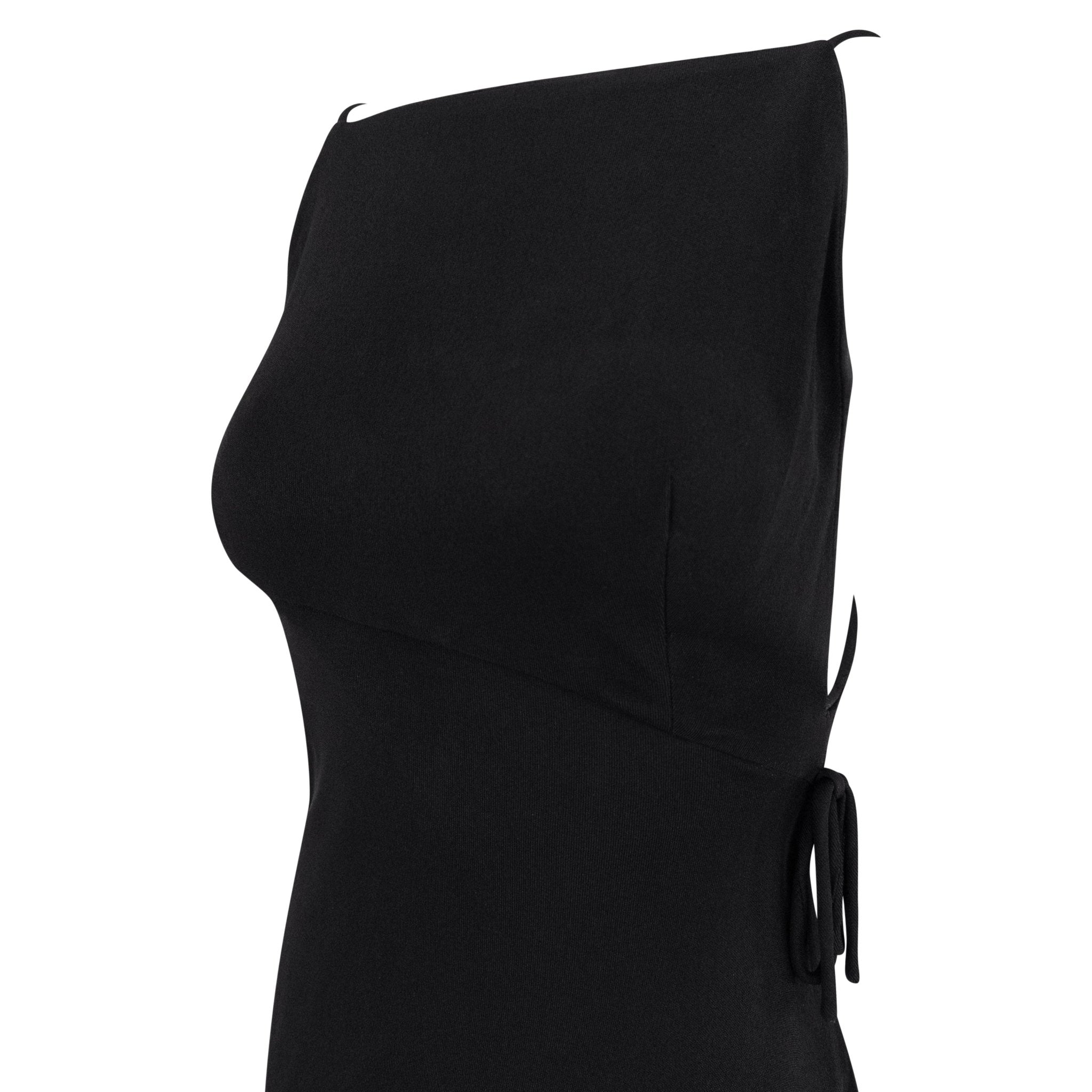 S/S 1997 Gianni Versace Runway Black Stretch Viscose Wrap - Style Asymmetric Dress - RealList