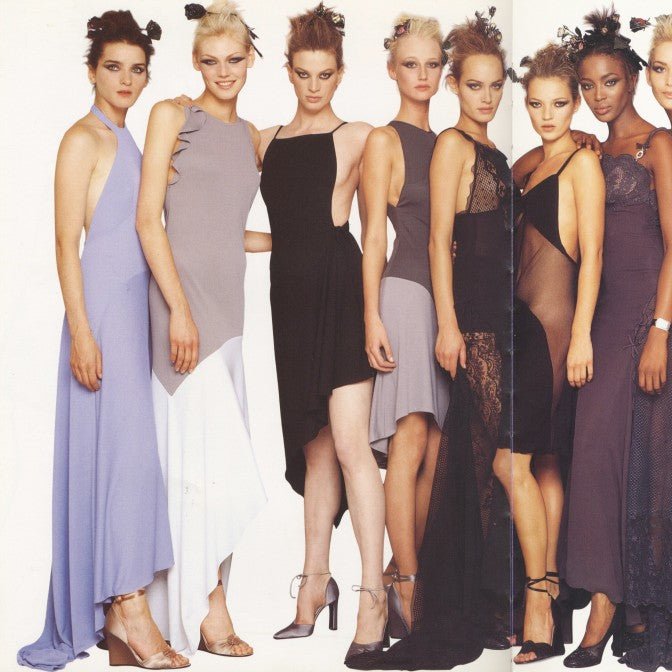 S/S 1997 Gianni Versace Runway Black Stretch Viscose Wrap - Style Asymmetric Dress - RealList