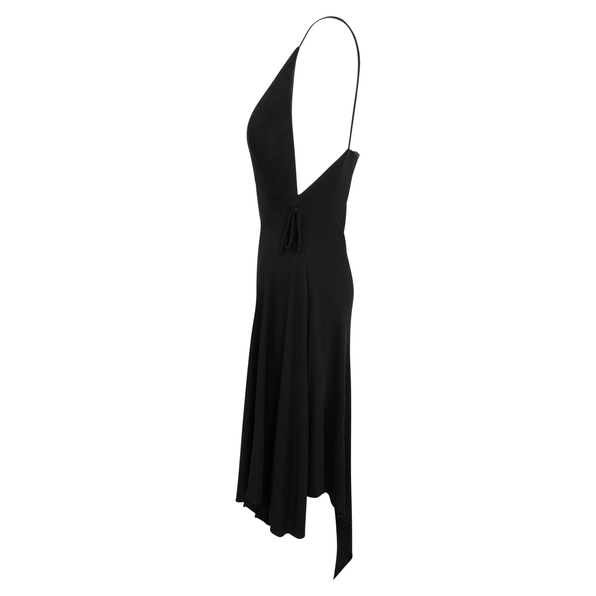 S/S 1997 Gianni Versace Runway Black Stretch Viscose Wrap - Style Asymmetric Dress - RealList