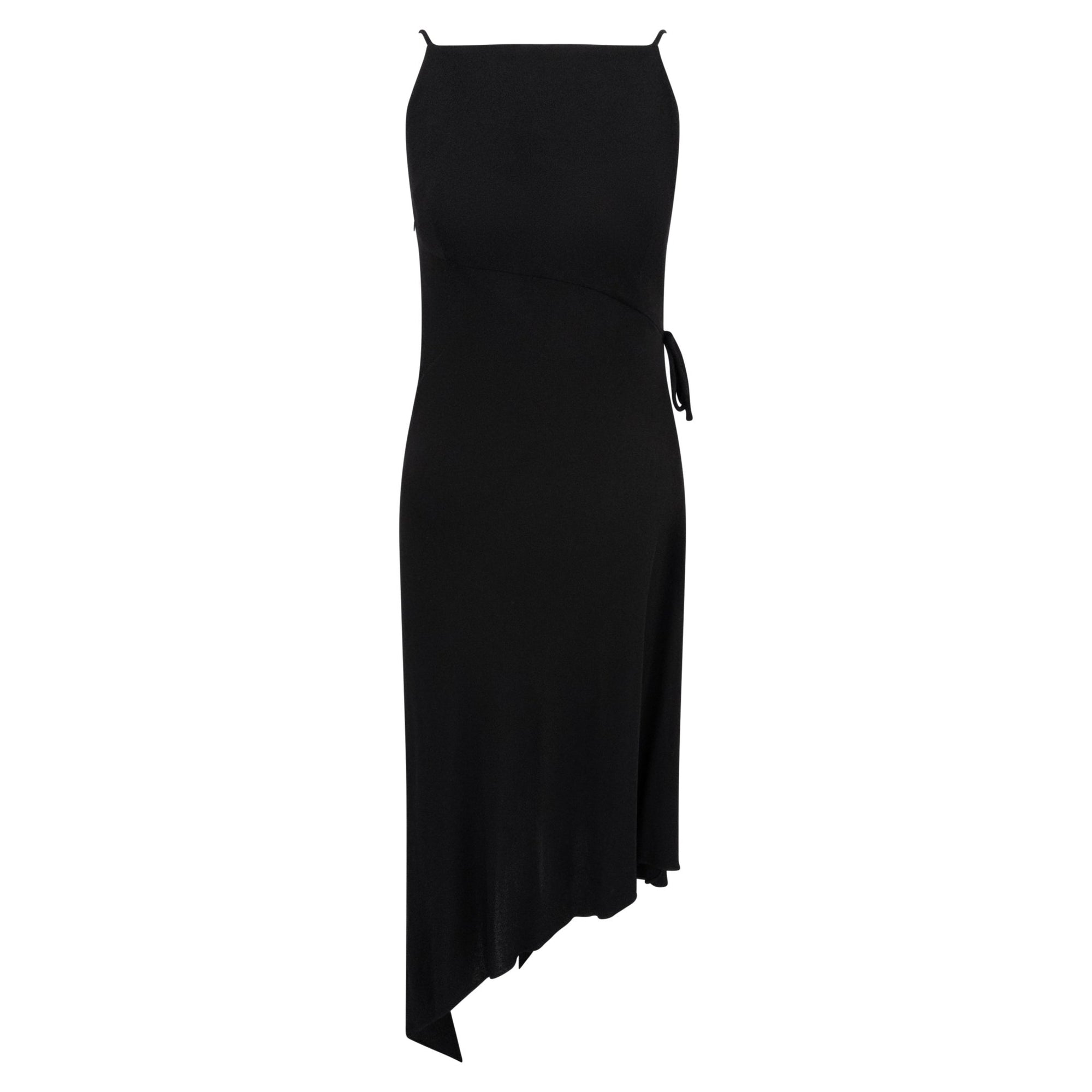 S/S 1997 Gianni Versace Runway Black Stretch Viscose Wrap - Style Asymmetric Dress - RealList