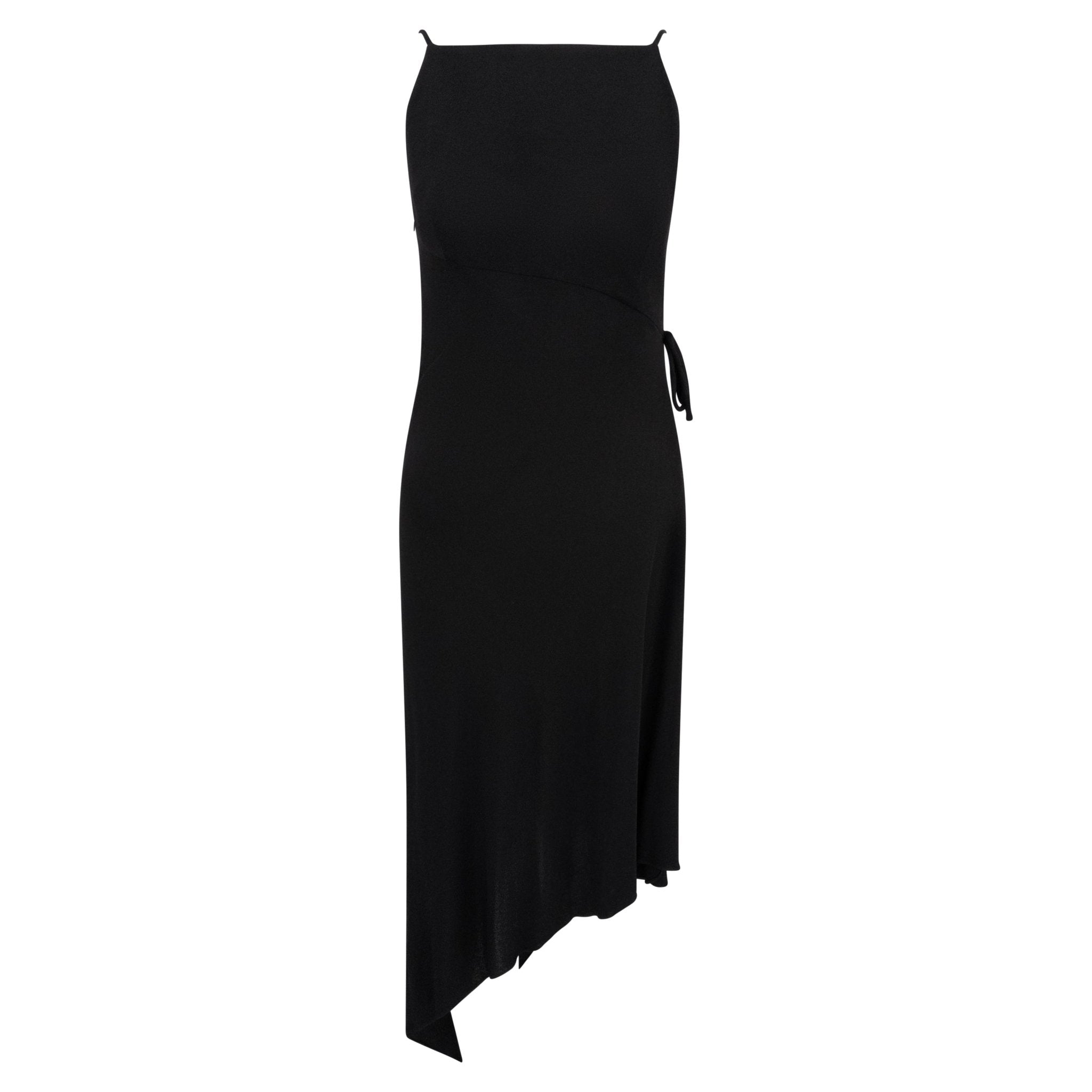 S/S 1997 Gianni Versace Runway Black Stretch Viscose Wrap - Style Asymmetric Dress - RealList