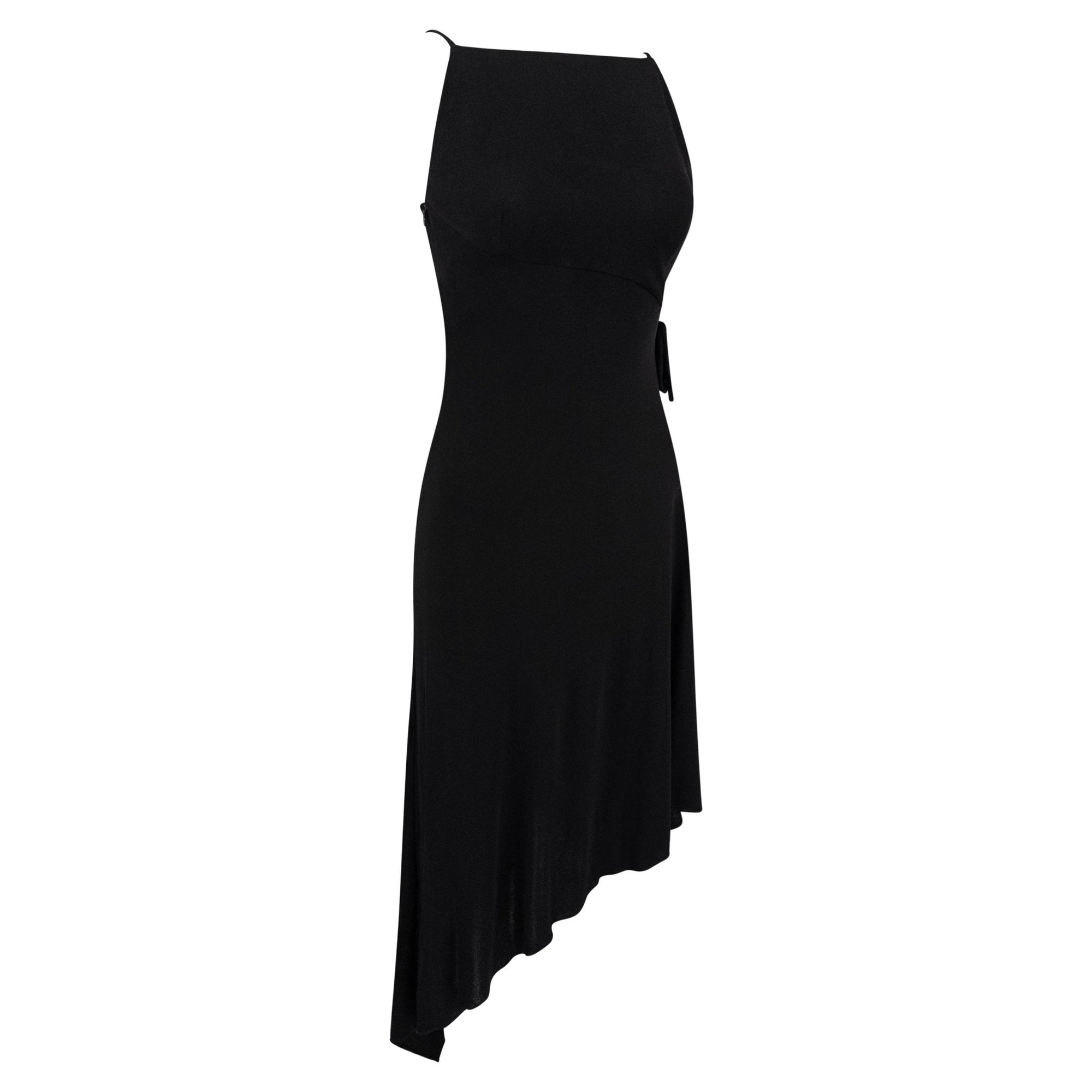 S/S 1997 Gianni Versace Runway Black Stretch Viscose Wrap - Style Asymmetric Dress - RealList