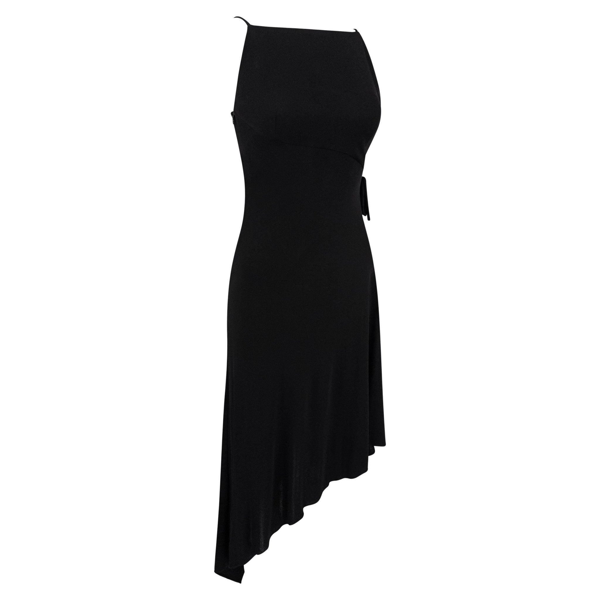 S/S 1997 Gianni Versace Runway Black Stretch Viscose Wrap - Style Asymmetric Dress - RealList