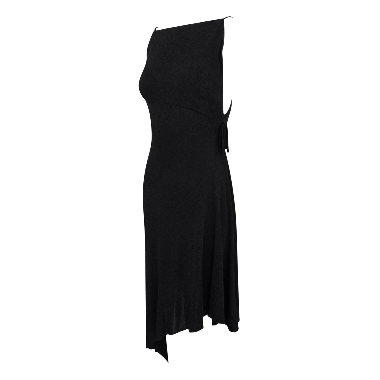 S/S 1997 Gianni Versace Runway Black Stretch Viscose Wrap - Style Asymmetric Dress - RealList