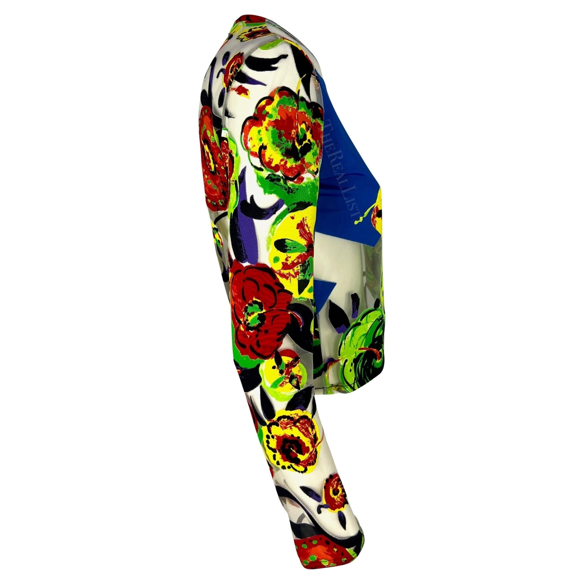 S/S 1997 Gianni Versace Runway Sheer Pop Art Floral Abstract Print Tulle Top - RealList
