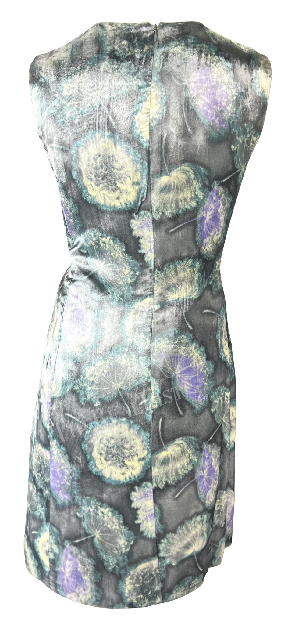 S/S 1997 Gianni Versace Silver Velvet Dandelion Tunic Dress - RealList