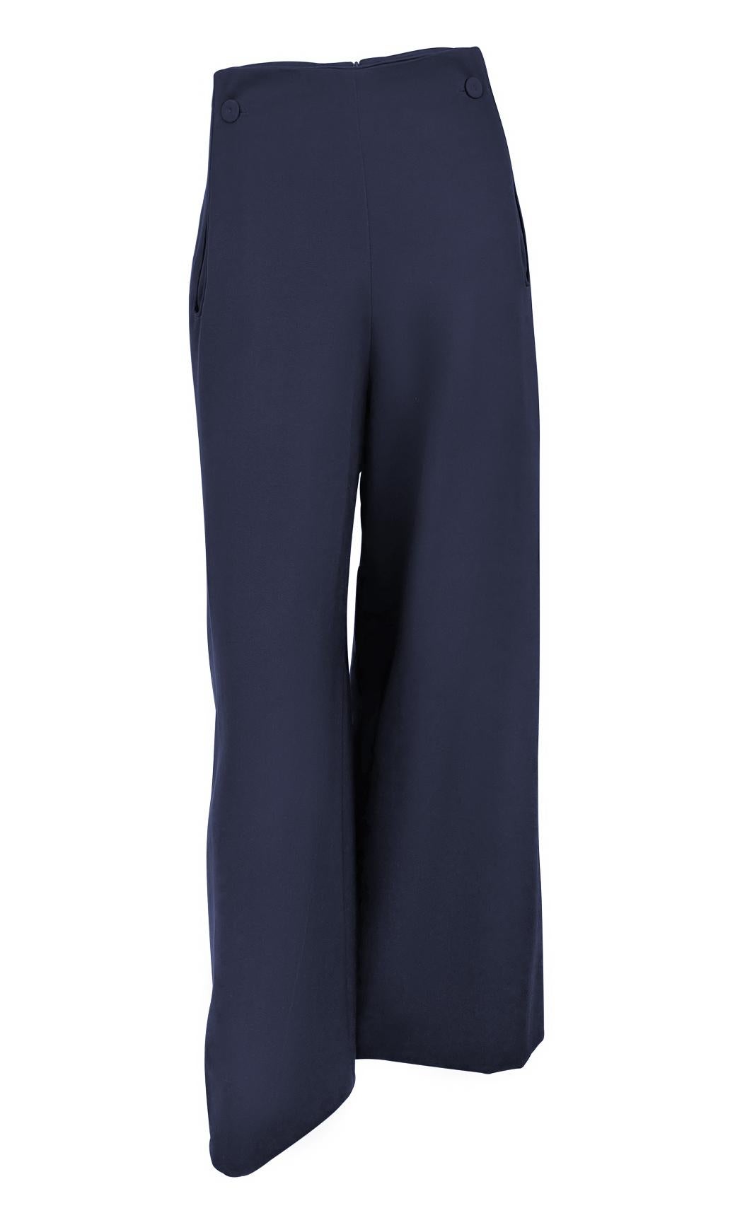 S/S 1997 Givenchy by John Galliano Cropped Navy Blue Oversized Pantsuit - RealList