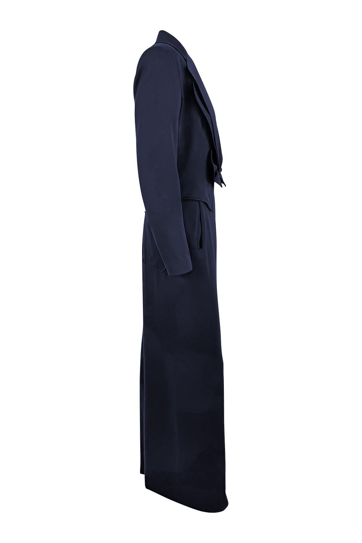 S/S 1997 Givenchy by John Galliano Cropped Navy Blue Oversized Pantsuit - RealList