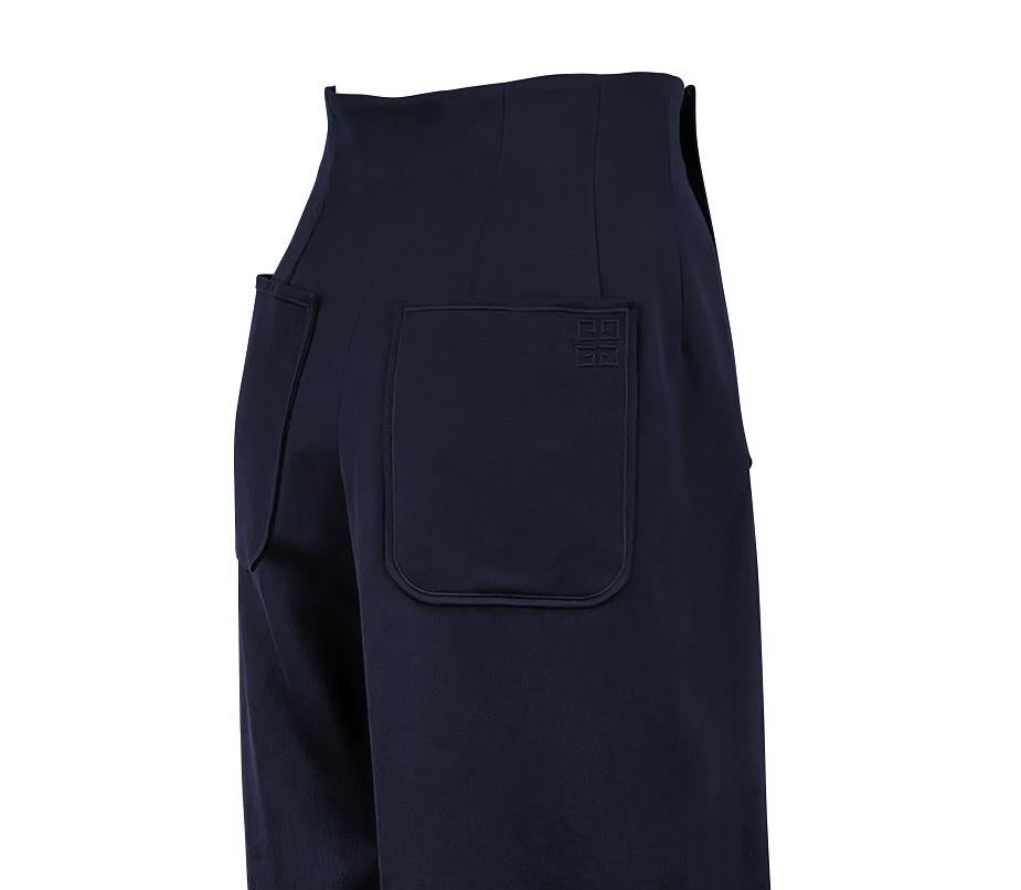 S/S 1997 Givenchy by John Galliano Cropped Navy Blue Oversized Pantsuit - RealList