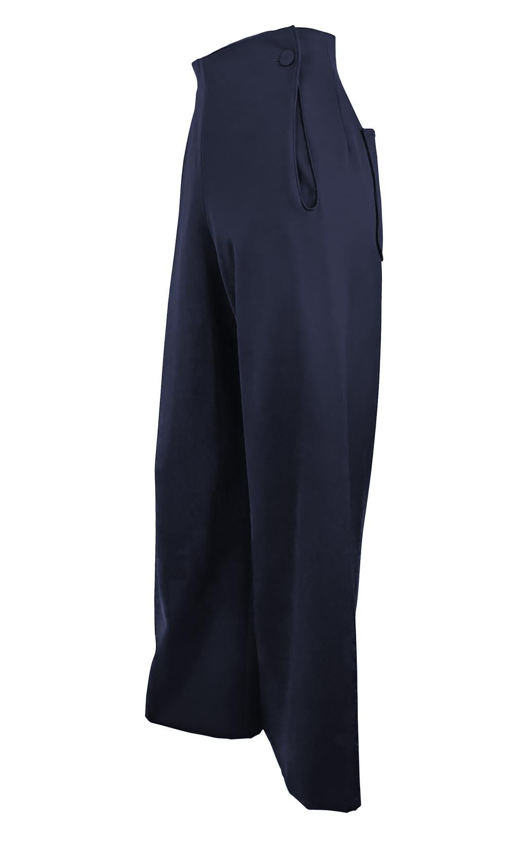 S/S 1997 Givenchy by John Galliano Cropped Navy Blue Oversized Pantsuit - RealList