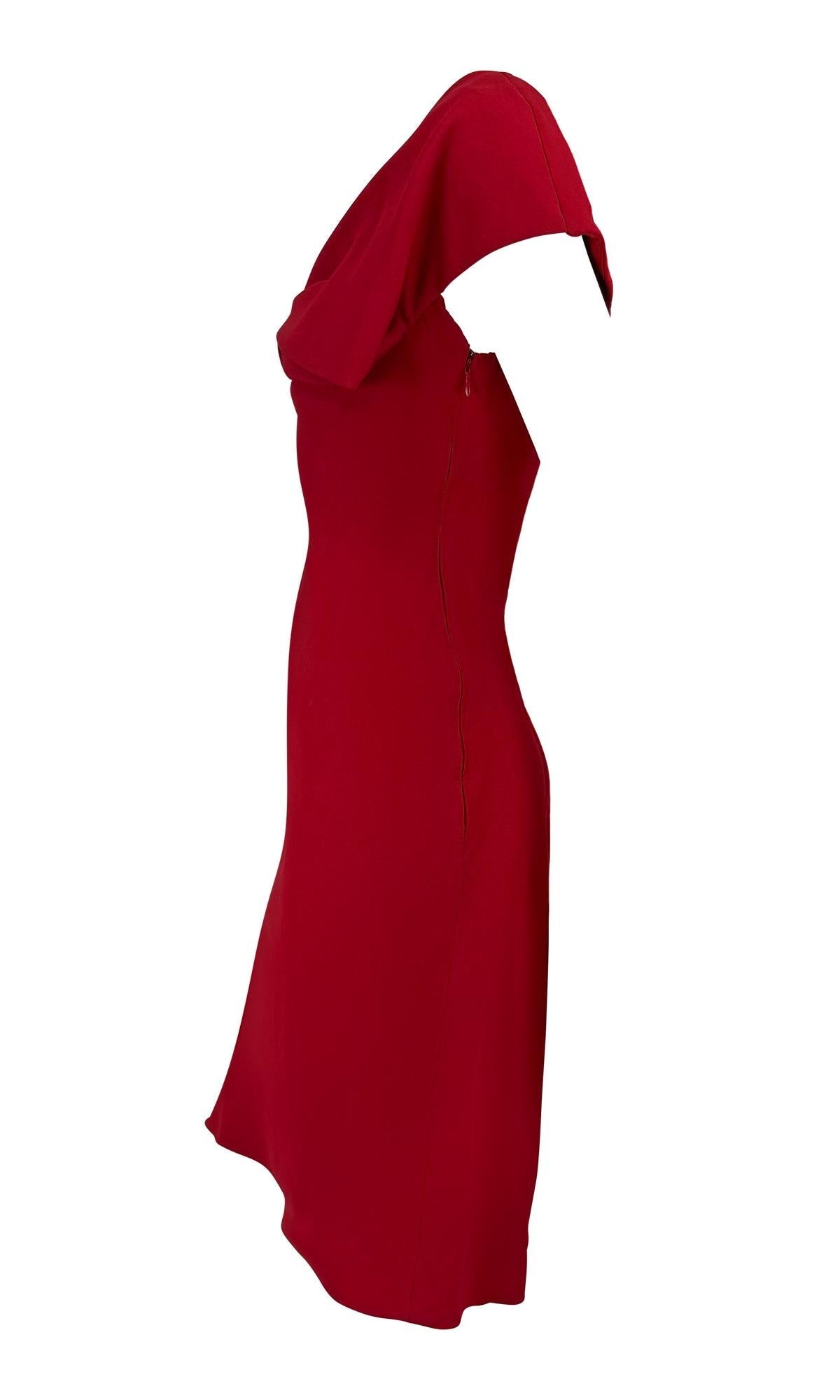S/S 1997 Givenchy by John Galliano Oversized Bow Plunging Red Dress - RealList