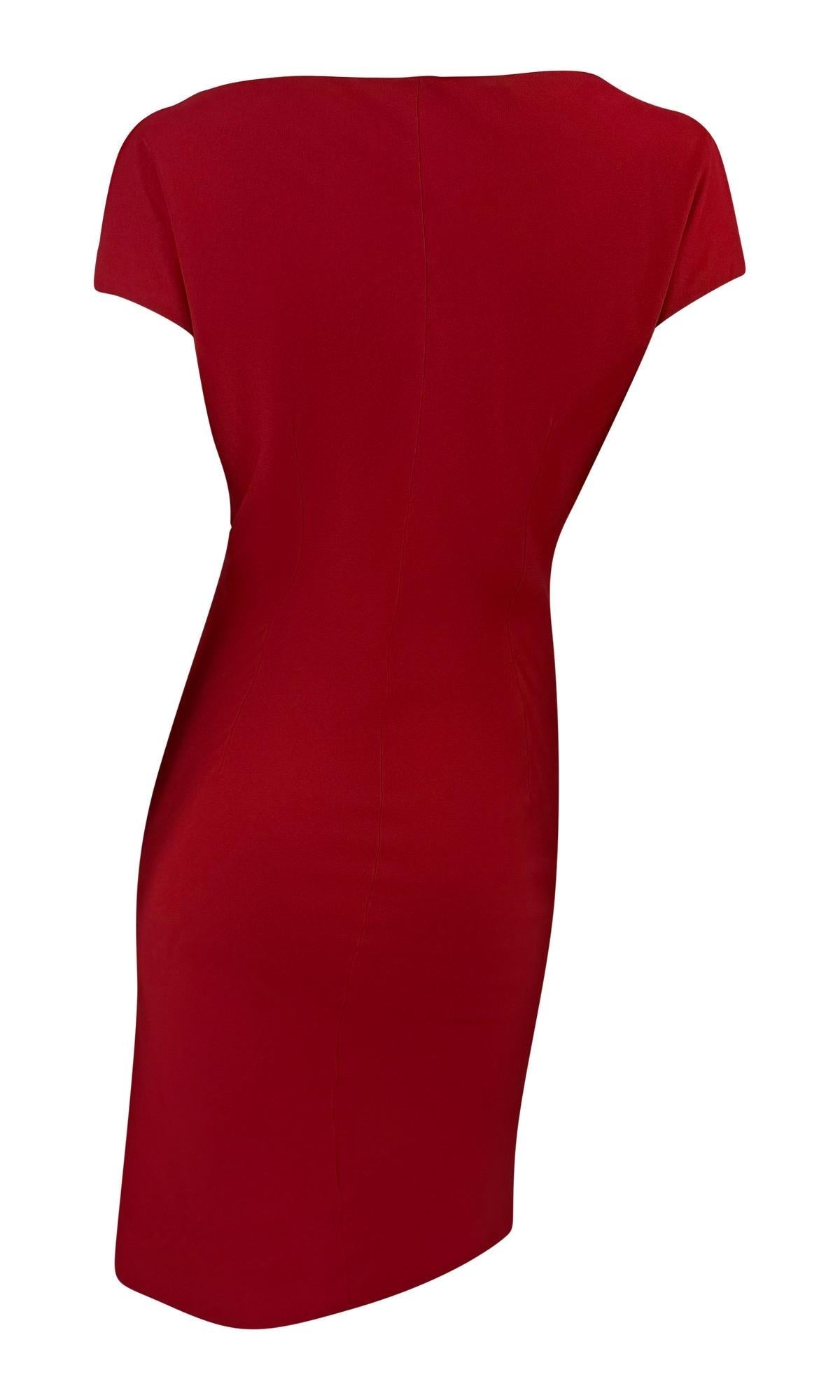 S/S 1997 Givenchy by John Galliano Oversized Bow Plunging Red Dress - RealList