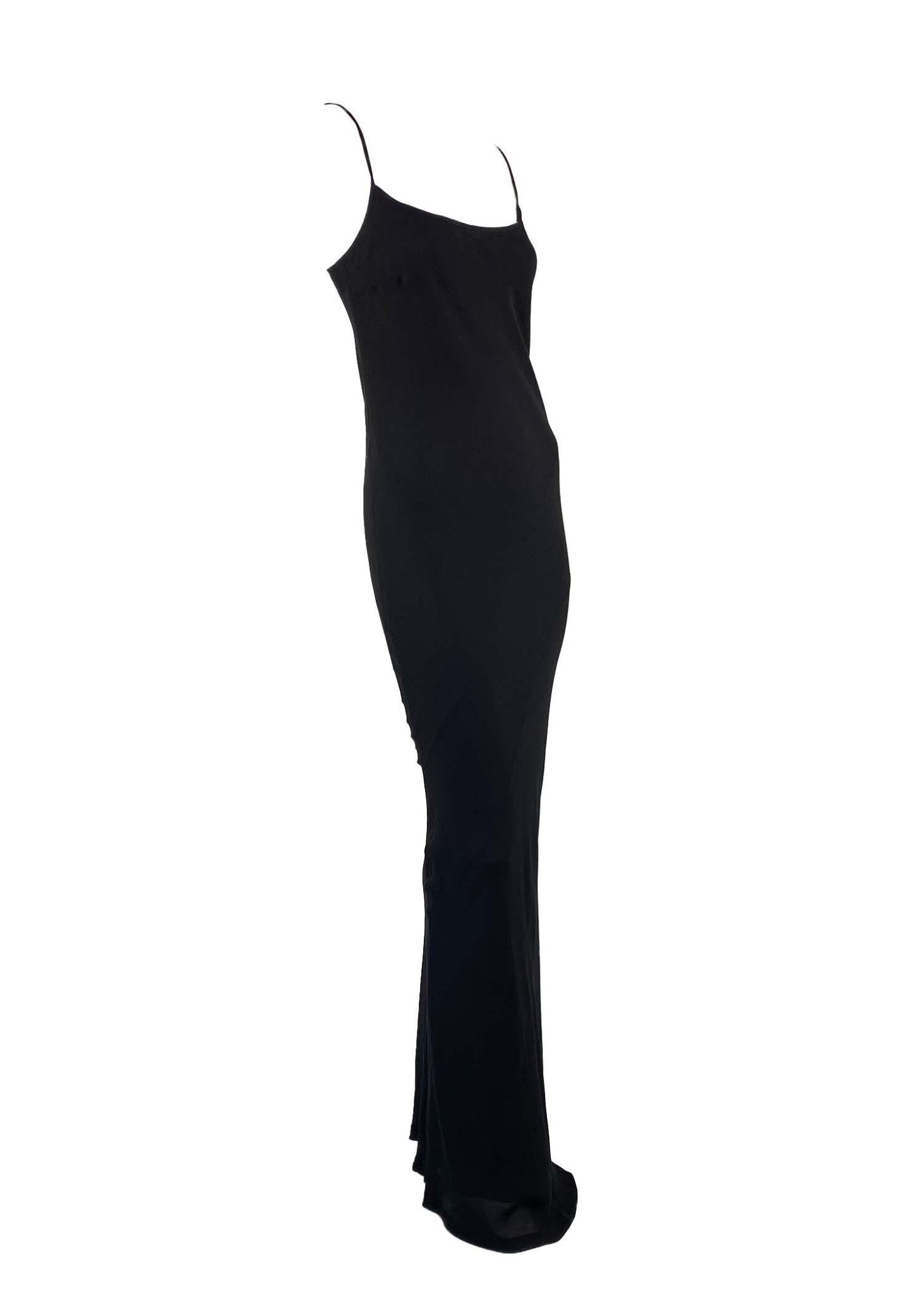 S/S 1997 Gucci by Tom Ford Black Diagonal Cut Sheer Silk Column Dress Slip - RealList
