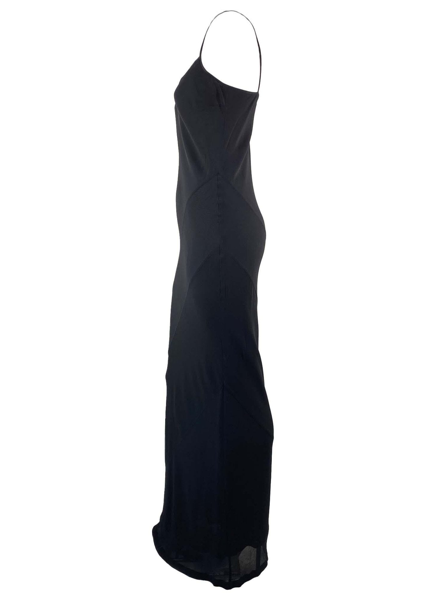 S/S 1997 Gucci by Tom Ford Black Diagonal Cut Sheer Silk Column Dress Slip - RealList