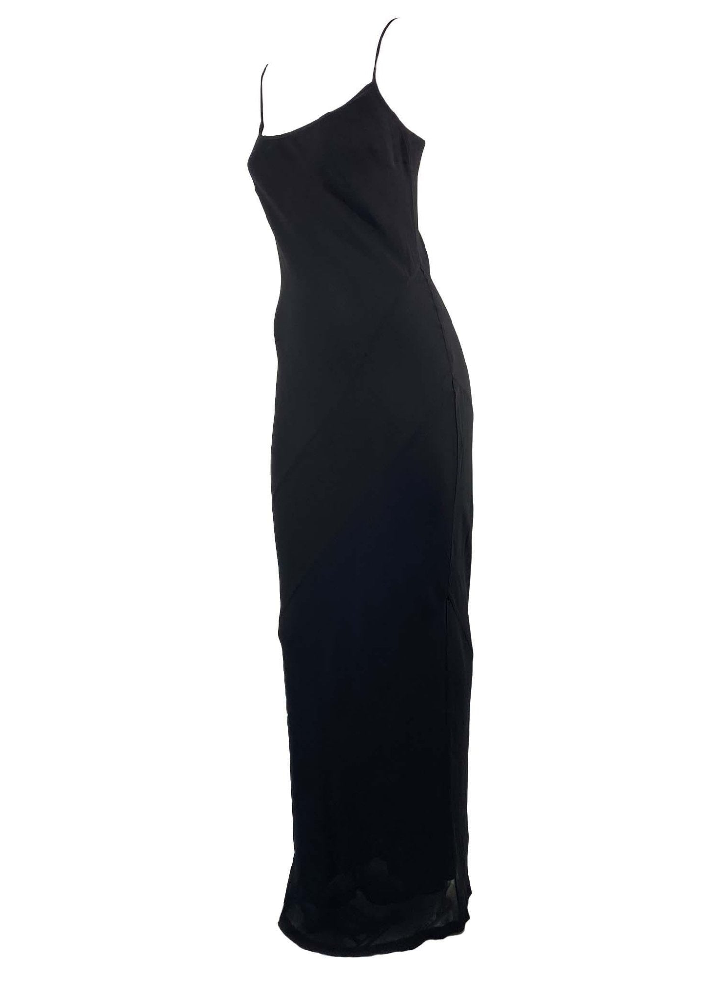 S/S 1997 Gucci by Tom Ford Black Diagonal Cut Sheer Silk Column Dress Slip - RealList