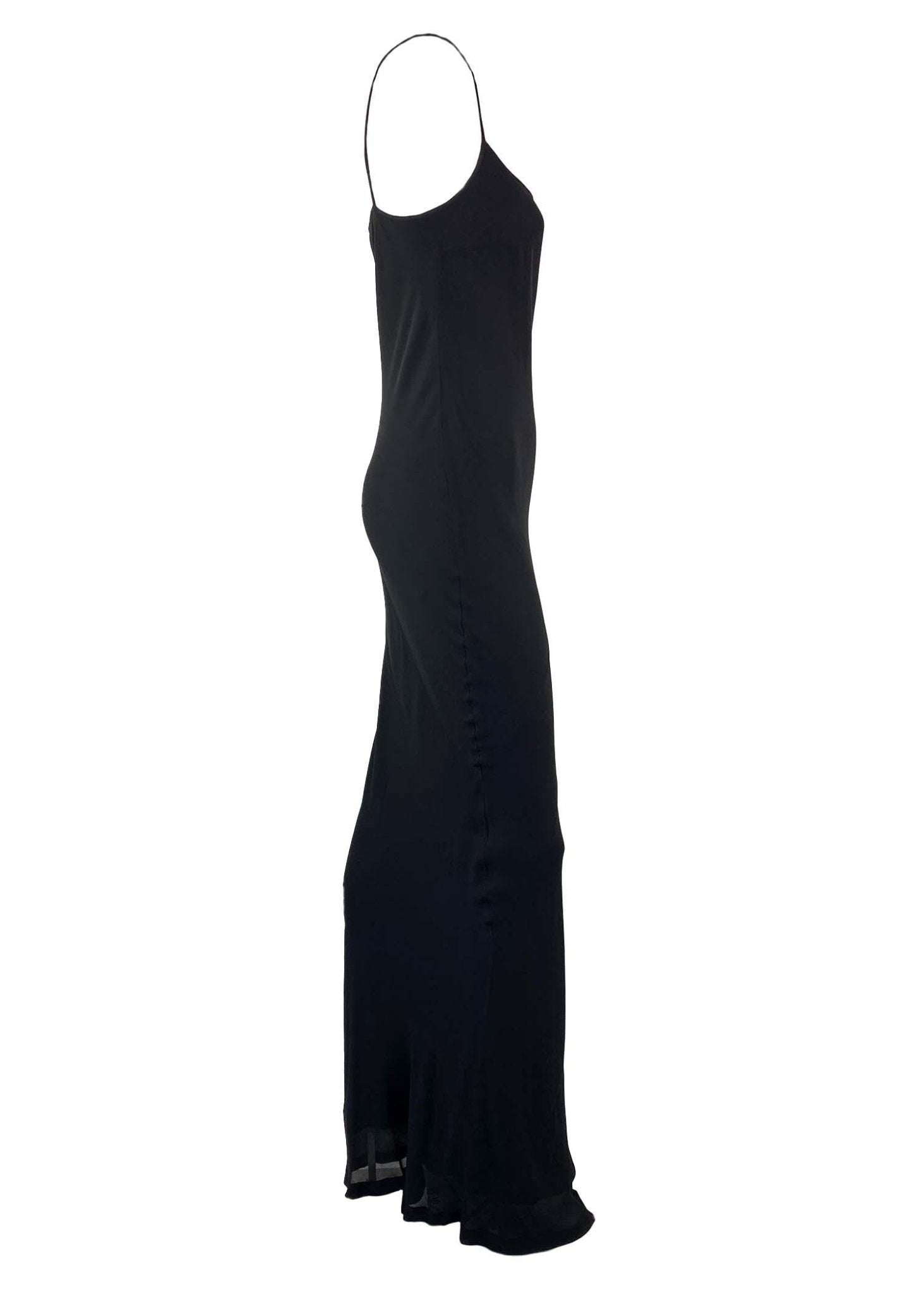 S/S 1997 Gucci by Tom Ford Black Diagonal Cut Sheer Silk Column Dress Slip - RealList