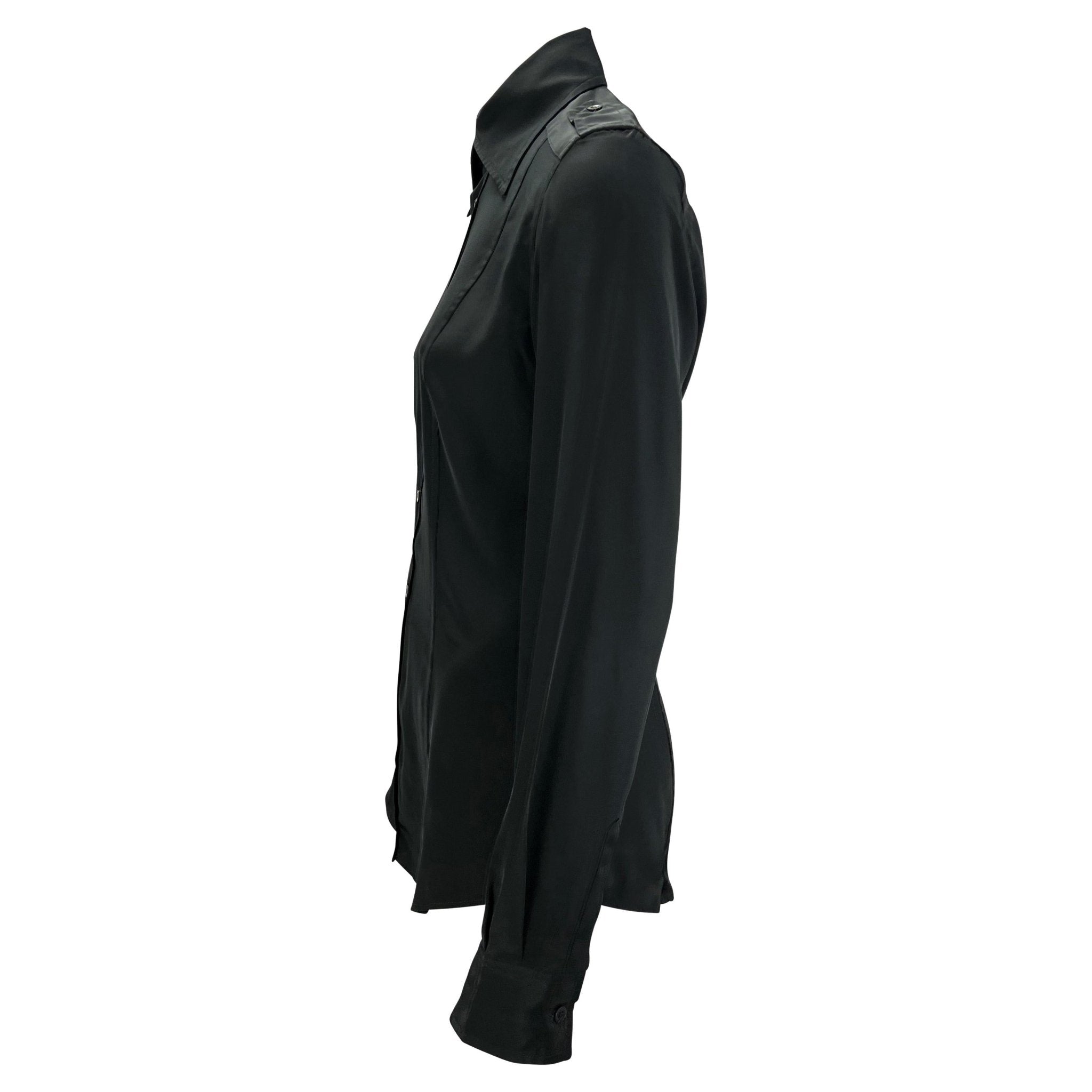 S/S 1997 Gucci by Tom Ford Black Panel Epaulettes Button Up Top - RealList