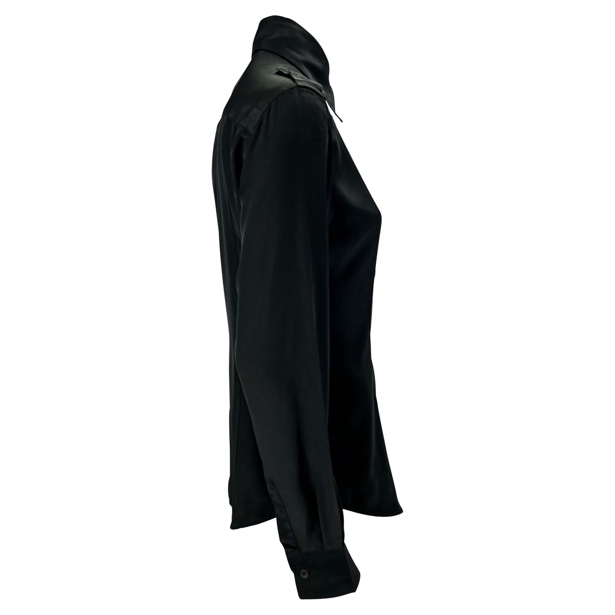S/S 1997 Gucci by Tom Ford Black Panel Epaulettes Button Up Top - RealList