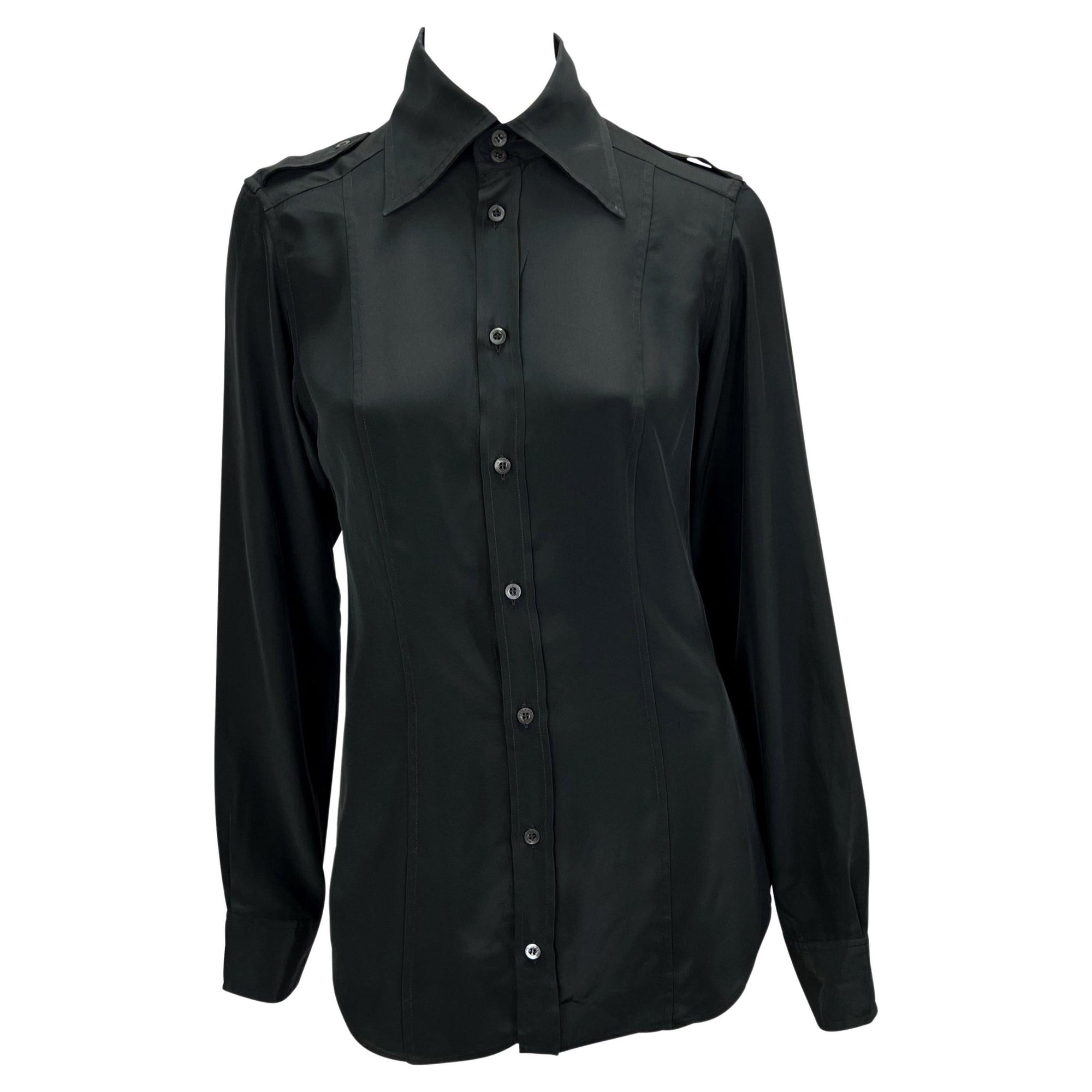 S/S 1997 Gucci by Tom Ford Black Panel Epaulettes Button Up Top - RealList