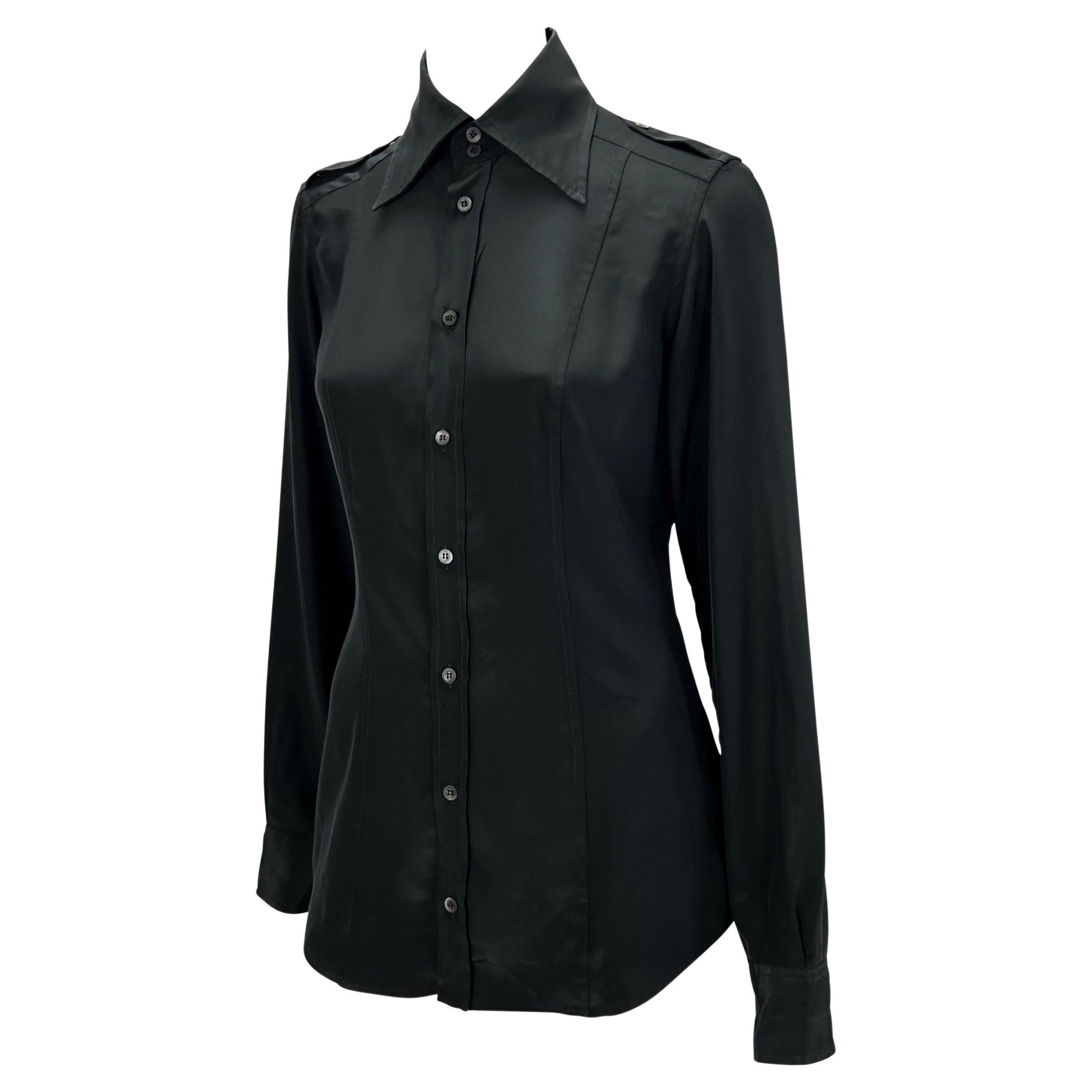 S/S 1997 Gucci by Tom Ford Black Panel Epaulettes Button Up Top - RealList