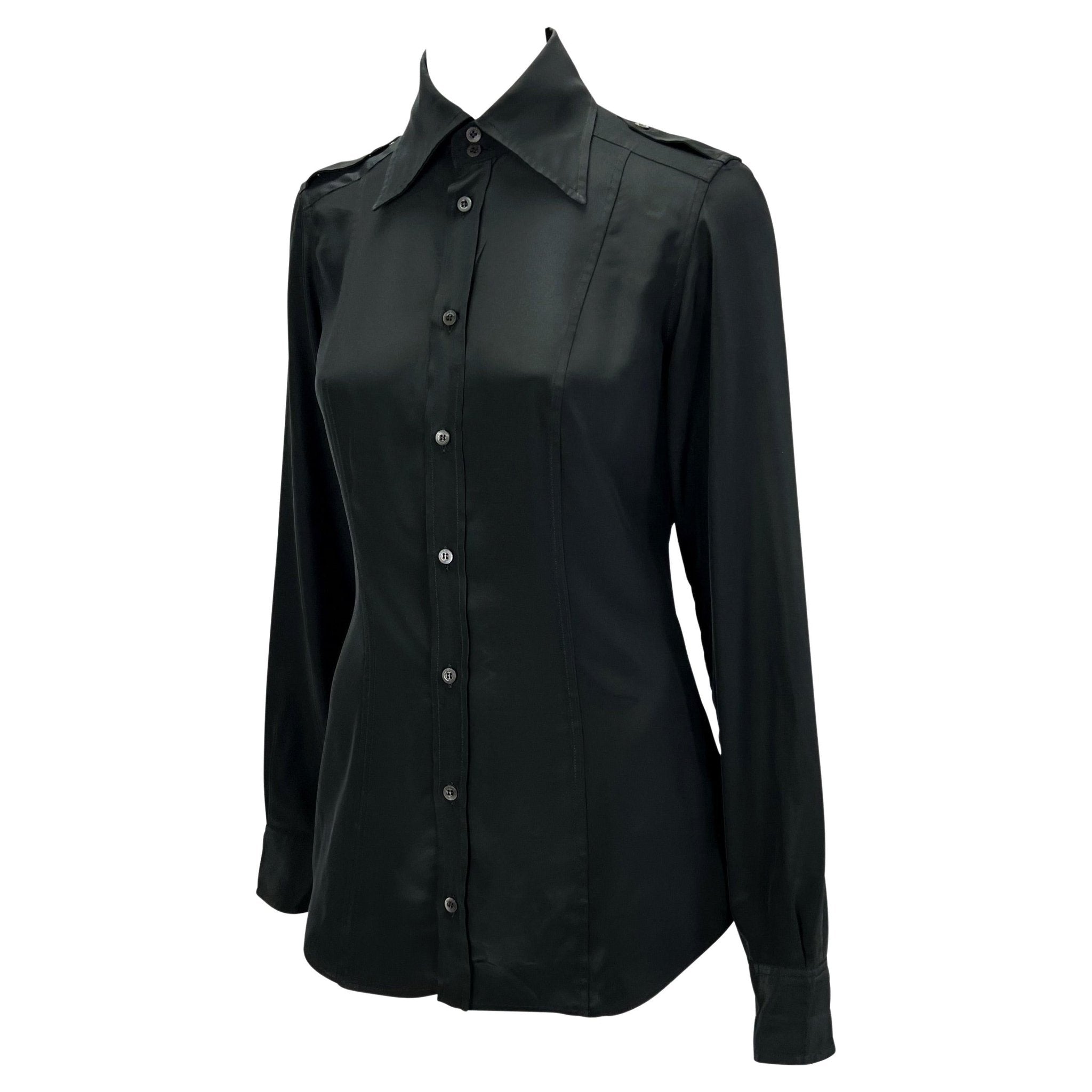 S/S 1997 Gucci by Tom Ford Black Panel Epaulettes Button Up Top - RealList