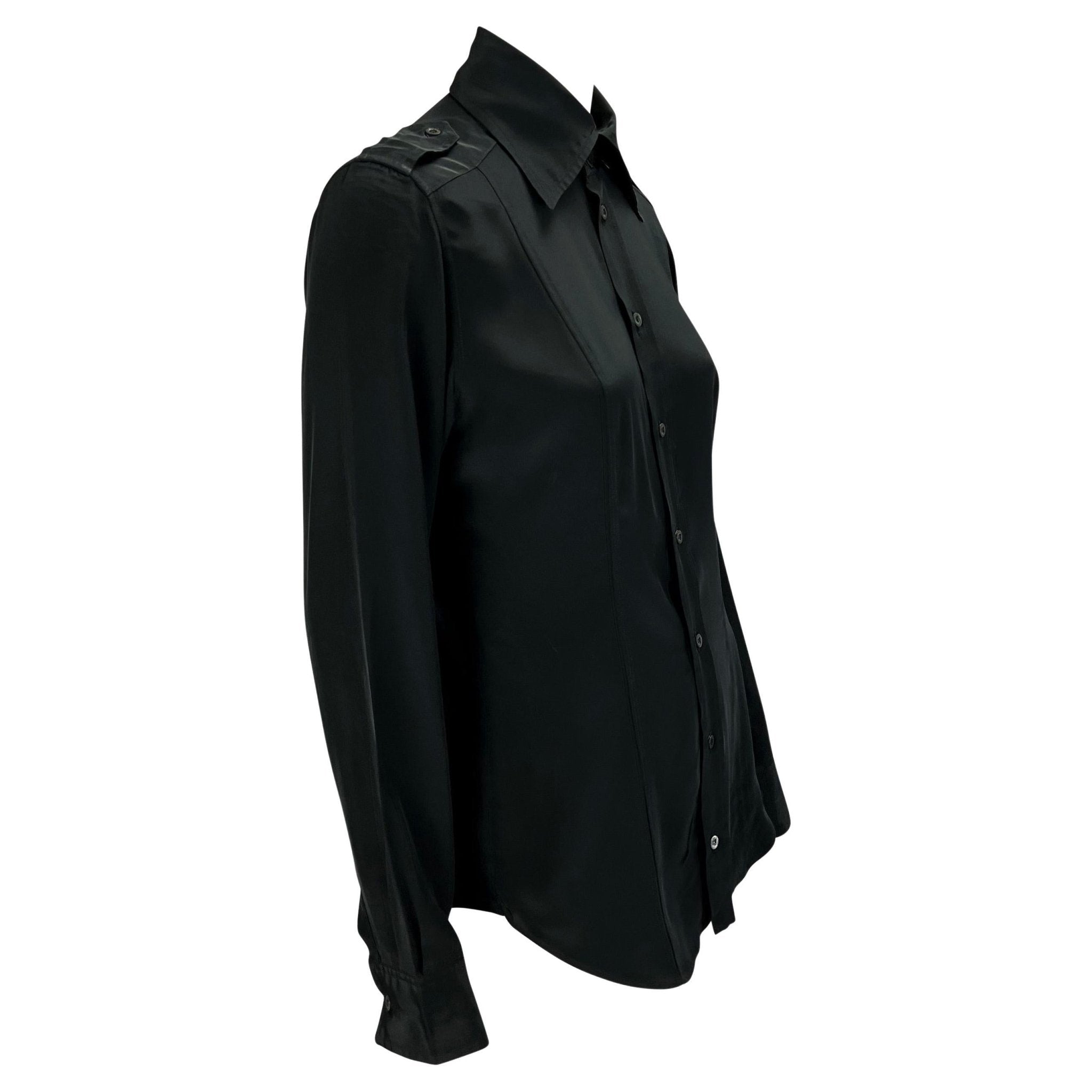 S/S 1997 Gucci by Tom Ford Black Panel Epaulettes Button Up Top - RealList