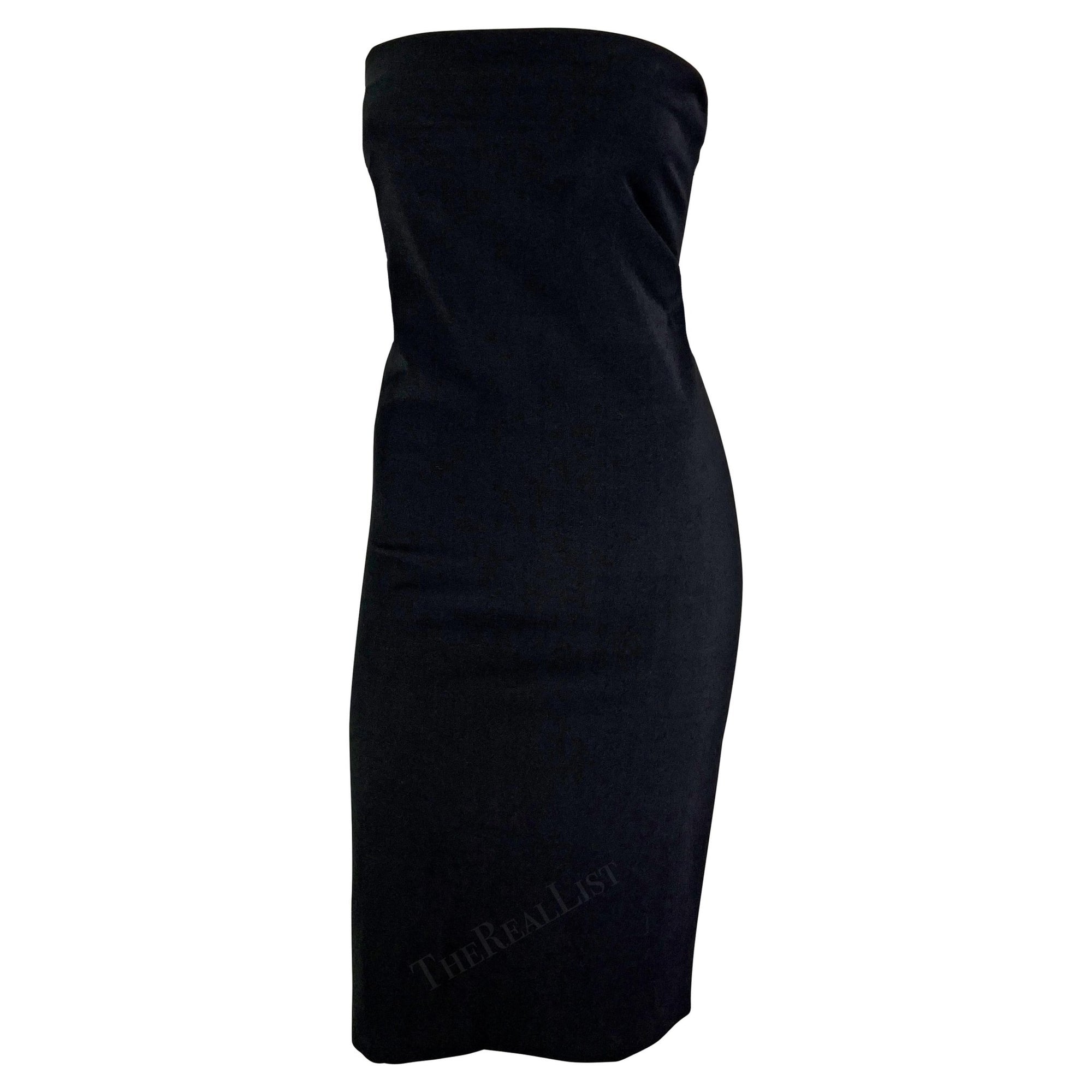 S/S 1997 Gucci by Tom Ford Black Strapless Bodycon Mini Dress - RealList