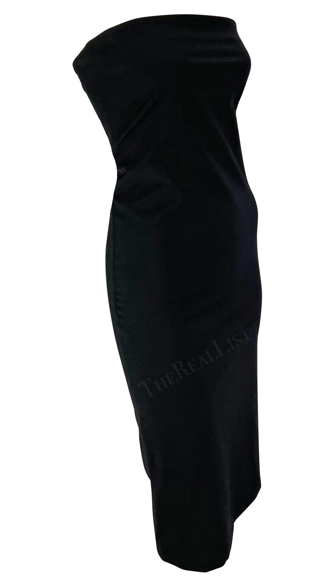 S/S 1997 Gucci by Tom Ford Black Strapless Bodycon Mini Dress - RealList