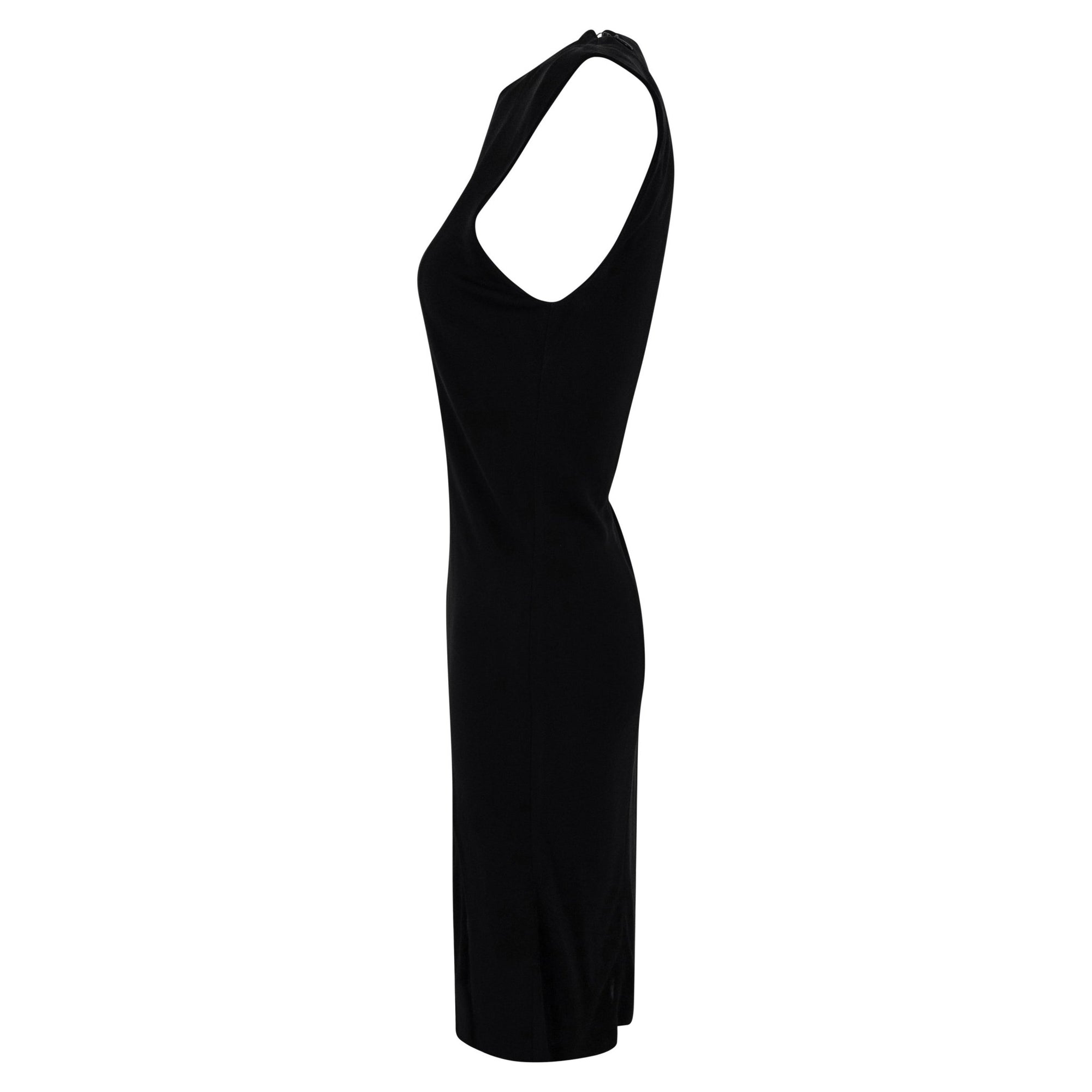 S/S 1997 Gucci by Tom Ford Black Stretch Viscose Sleeveless Bodycon Cocktail Dress - RealList