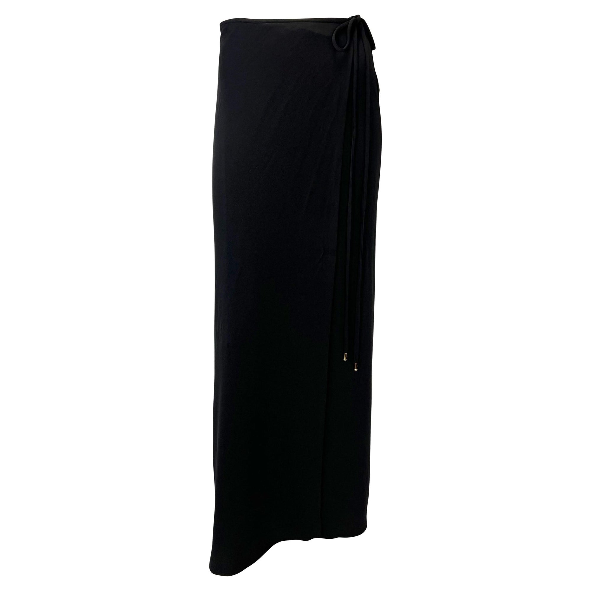 S/S 1997 Gucci by Tom Ford Black Wrap Maxi G Logo Stretch Viscose Skirt - RealList