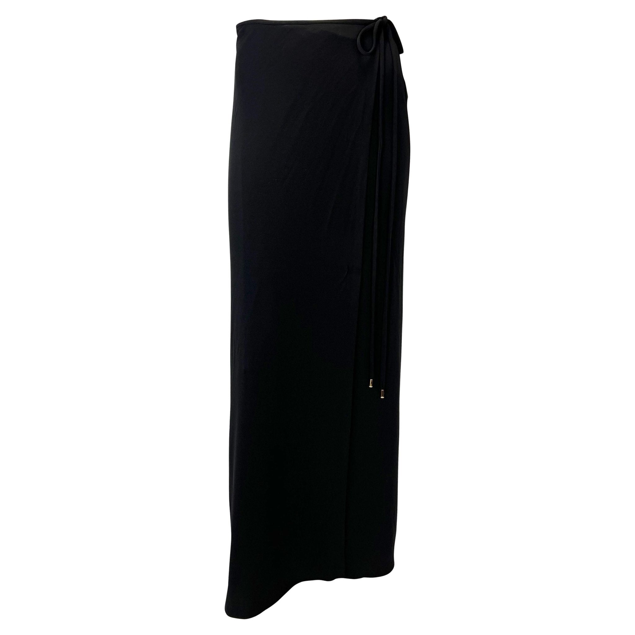 S/S 1997 Gucci by Tom Ford Black Wrap Maxi G Logo Stretch Viscose Skirt - RealList