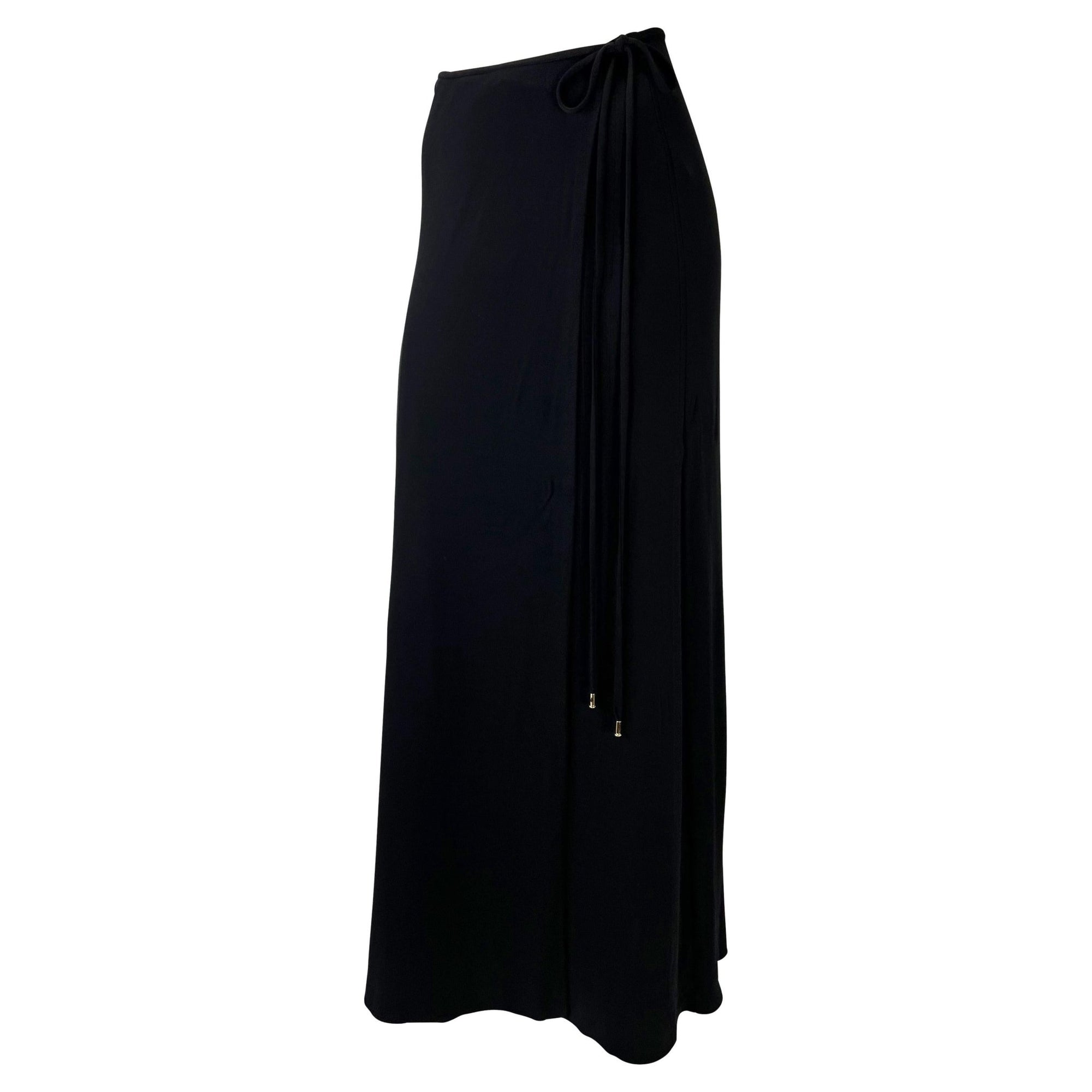 S/S 1997 Gucci by Tom Ford Black Wrap Maxi G Logo Stretch Viscose Skirt - RealList