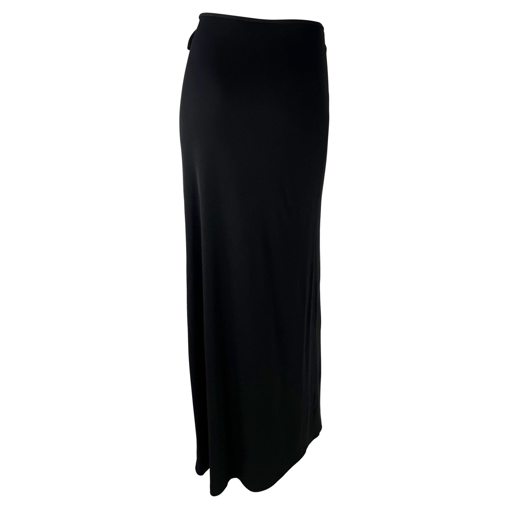 S/S 1997 Gucci by Tom Ford Black Wrap Maxi G Logo Stretch Viscose Skirt - RealList
