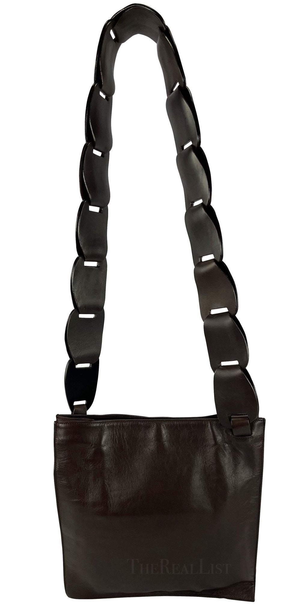 S/S 1997 Gucci by Tom Ford Brown Leather Inerlocking Strap Shoulder Bag - RealList