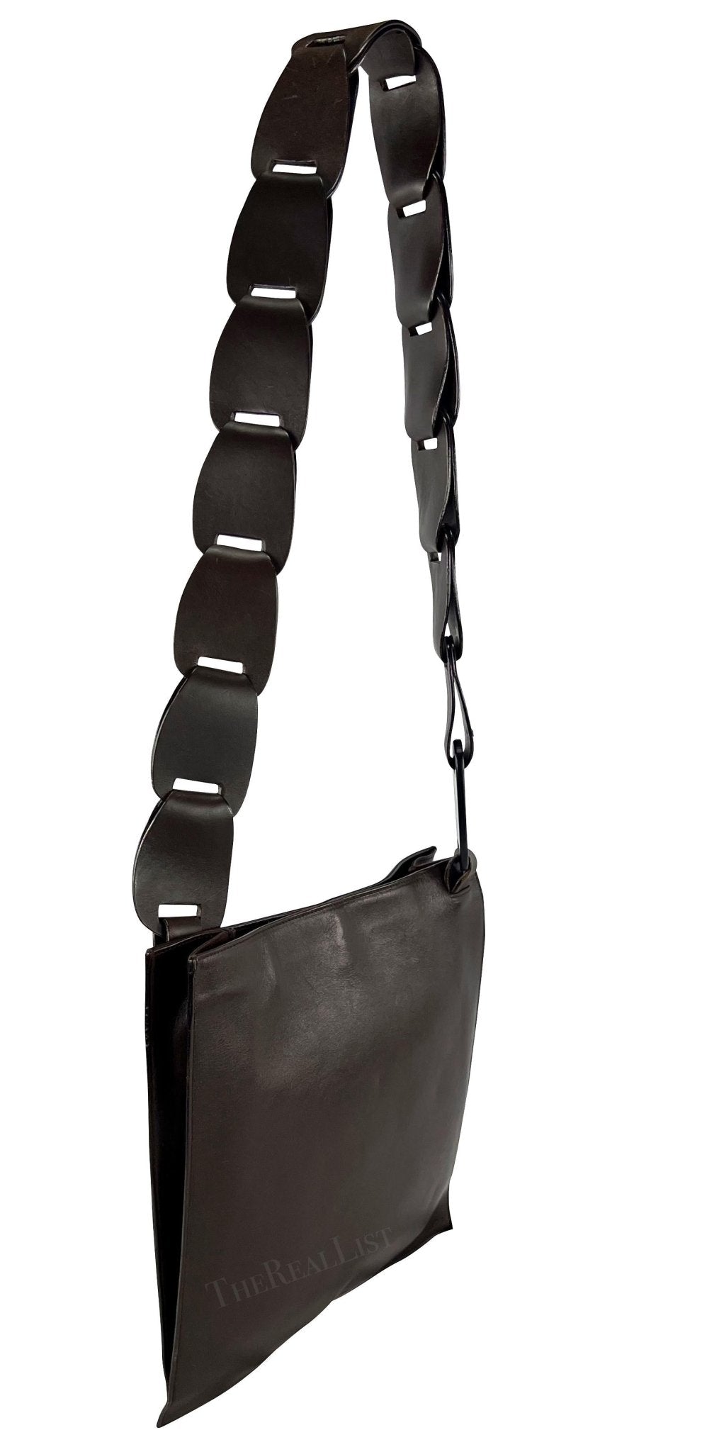 S/S 1997 Gucci by Tom Ford Brown Leather Inerlocking Strap Shoulder Bag - RealList