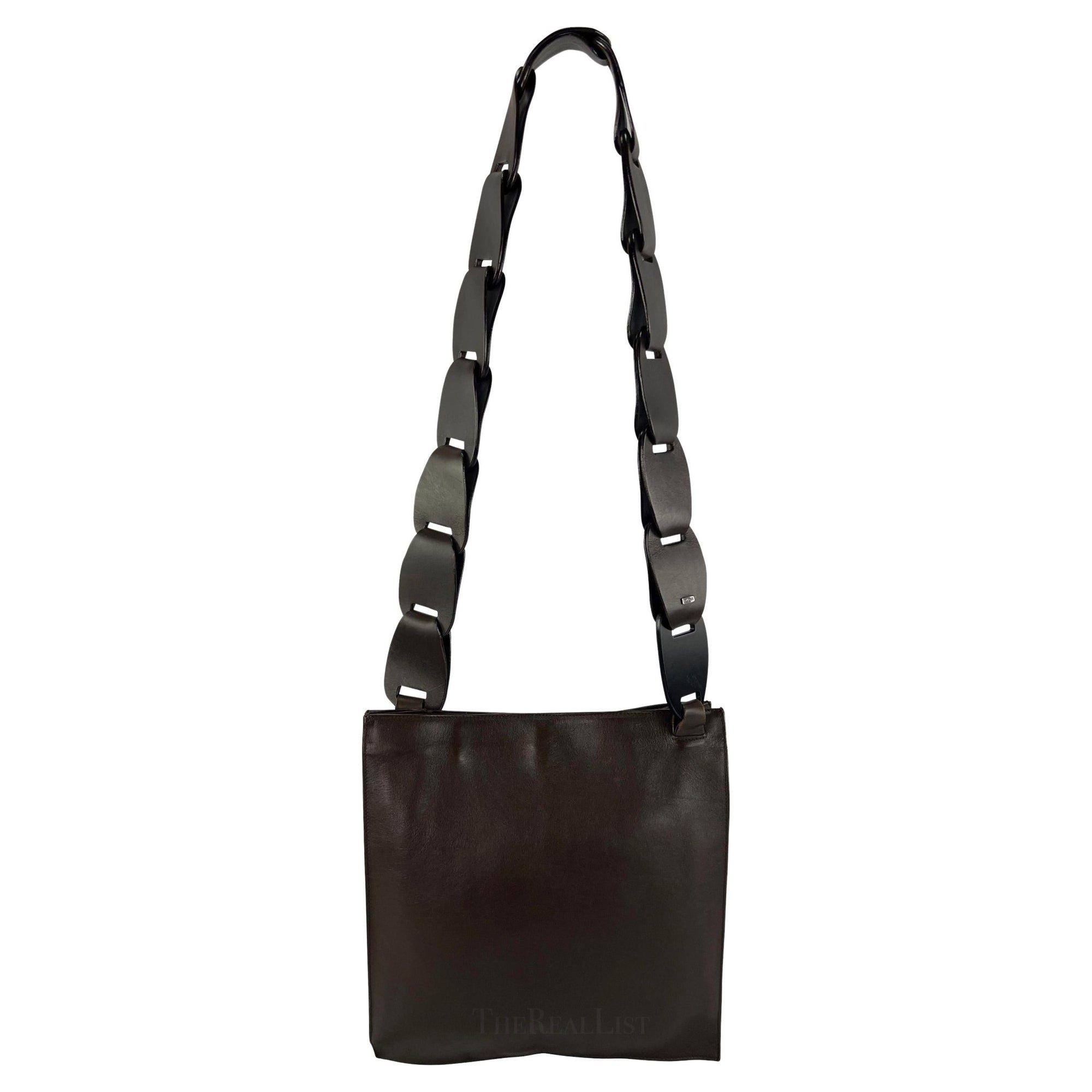 S/S 1997 Gucci by Tom Ford Brown Leather Inerlocking Strap Shoulder Bag - RealList
