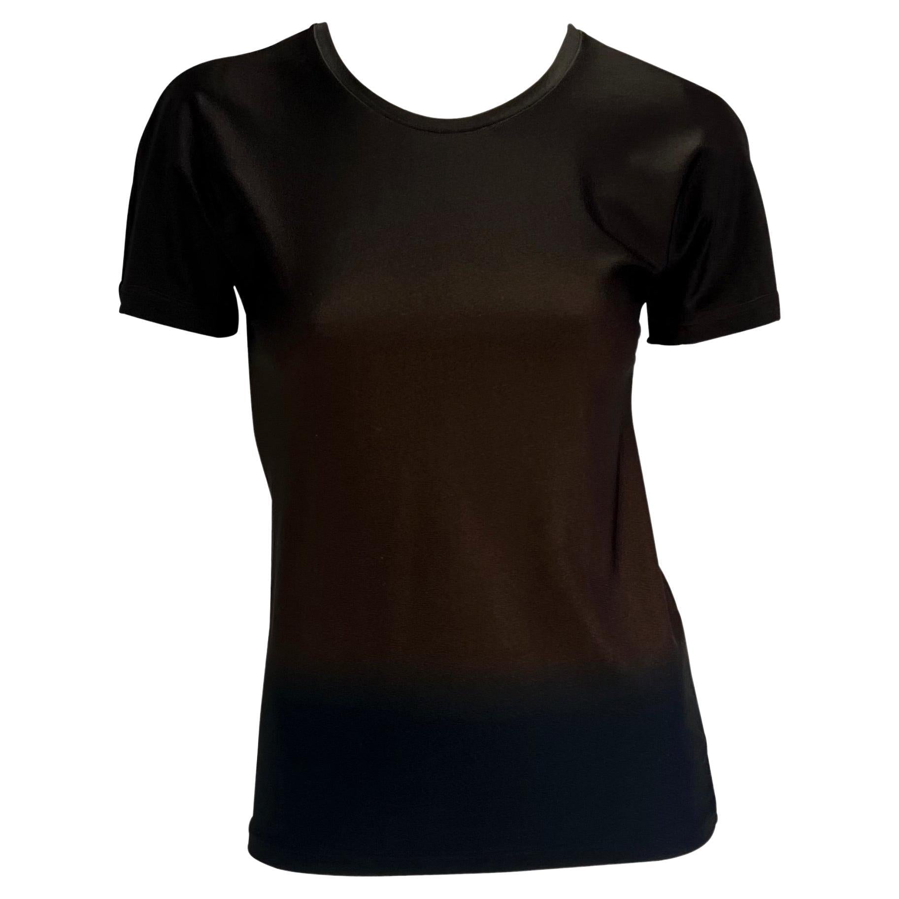 S/S 1997 Gucci by Tom Ford 'G' Medallion Brown Navy Ombré Stretch Swim T-Shirt Top - RealList