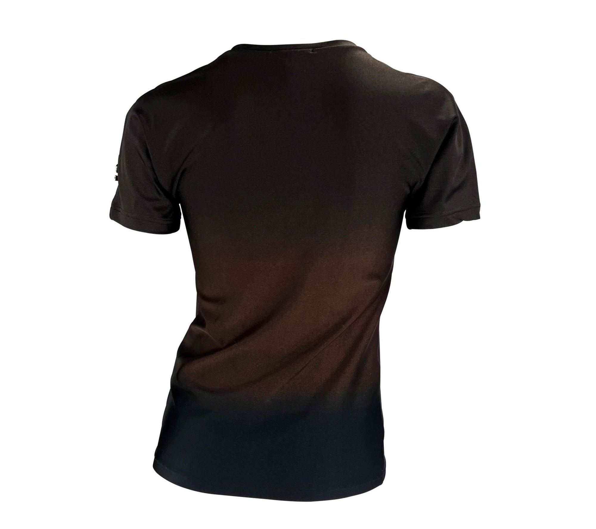 S/S 1997 Gucci by Tom Ford 'G' Medallion Brown Navy Ombré Stretch Swim T-Shirt Top - RealList