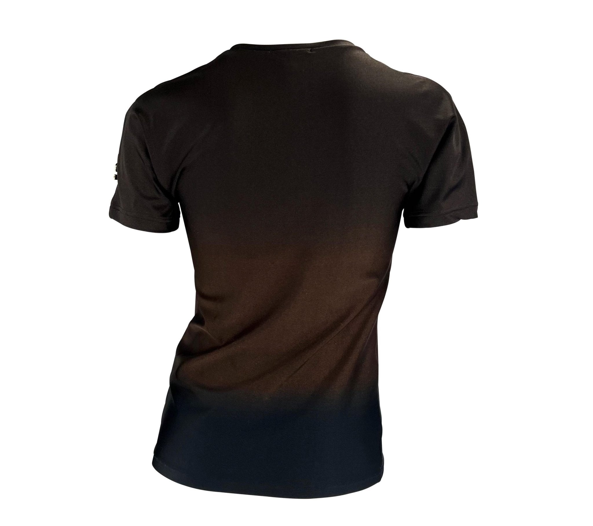 S/S 1997 Gucci by Tom Ford 'G' Medallion Brown Navy Ombré Stretch Swim T-Shirt Top - RealList