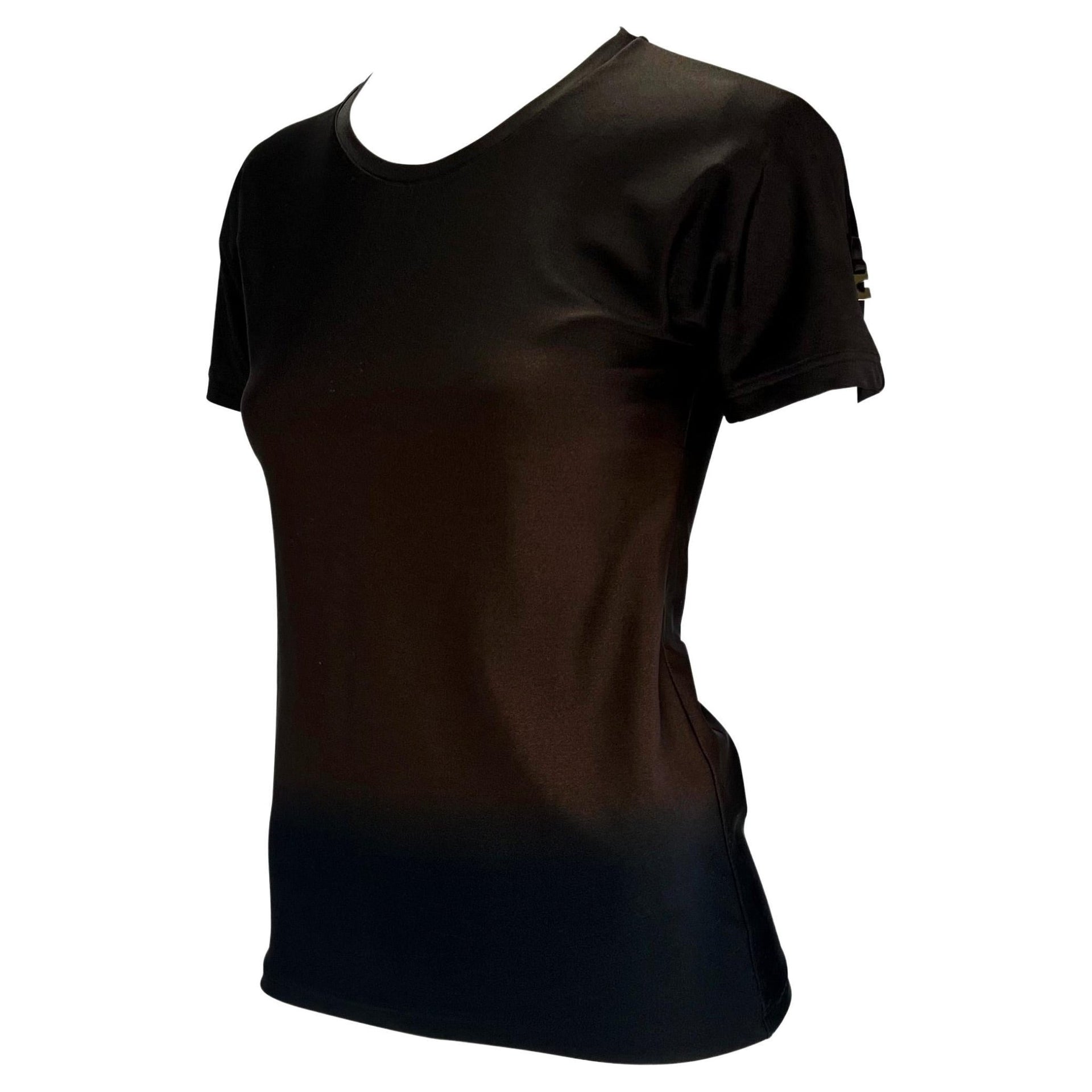 S/S 1997 Gucci by Tom Ford 'G' Medallion Brown Navy Ombré Stretch Swim T-Shirt Top - RealList