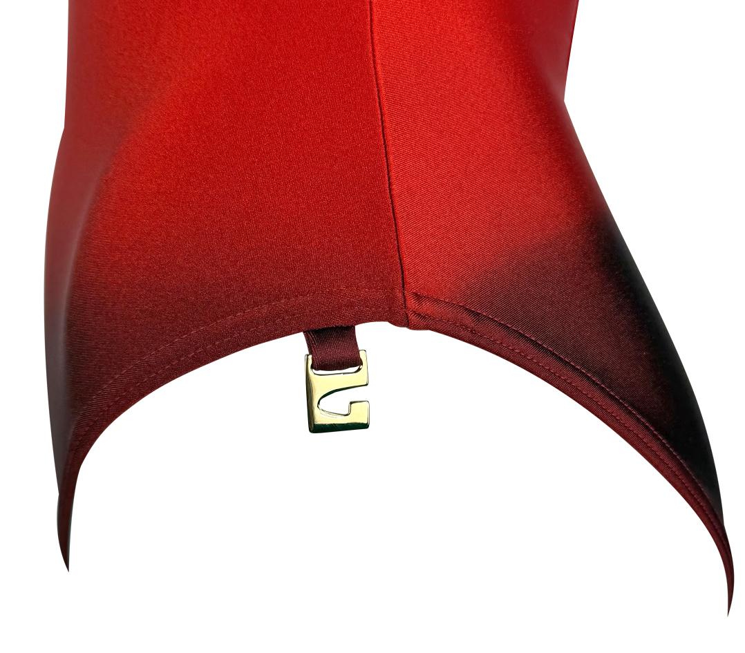 S/S 1997 Gucci by Tom Ford G Medallion Red Ombré One Piece Swimsuit - RealList