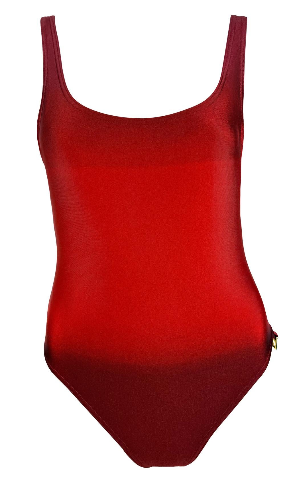 S/S 1997 Gucci by Tom Ford G Medallion Red Ombré One Piece Swimsuit - RealList