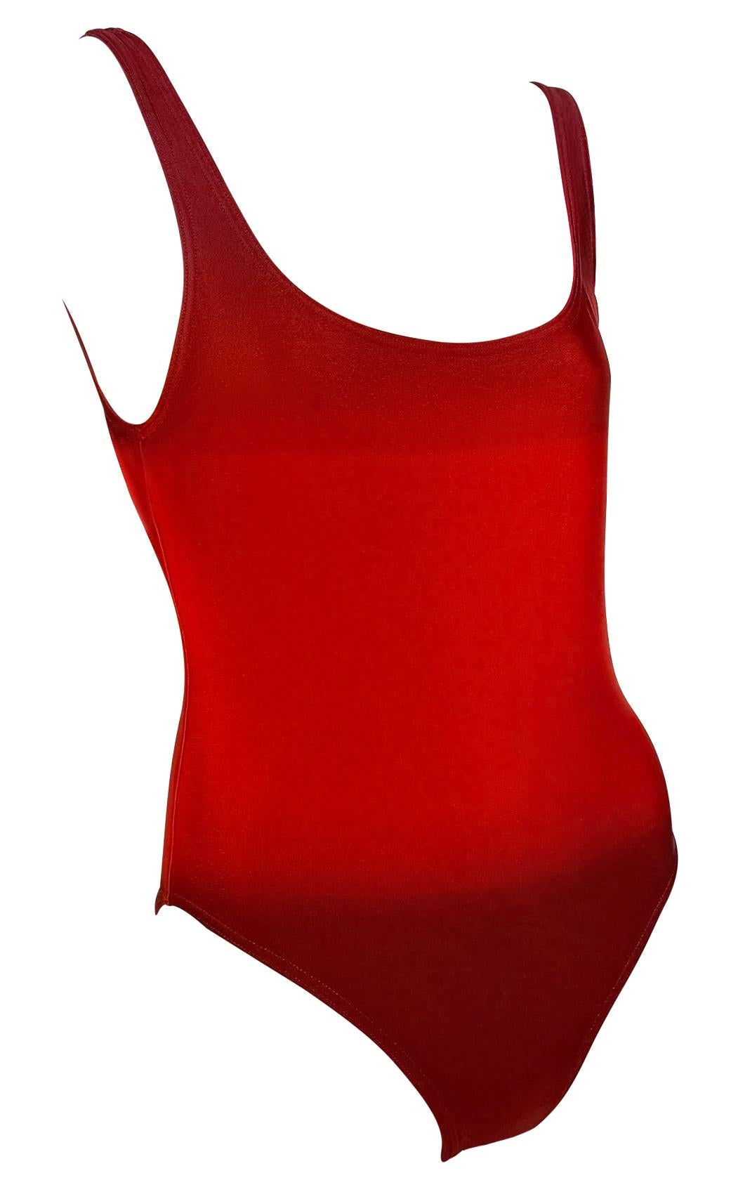 S/S 1997 Gucci by Tom Ford G Medallion Red Ombré One Piece Swimsuit - RealList