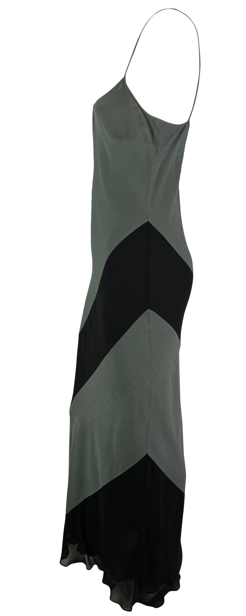 S/S 1997 Gucci by Tom Ford Grey Black Panel Slip Dress Gown - RealList