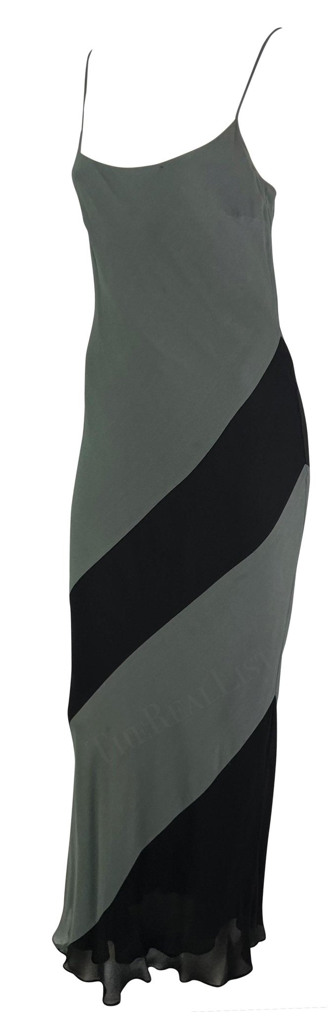 S/S 1997 Gucci by Tom Ford Grey Black Panel Slip Dress Gown - RealList