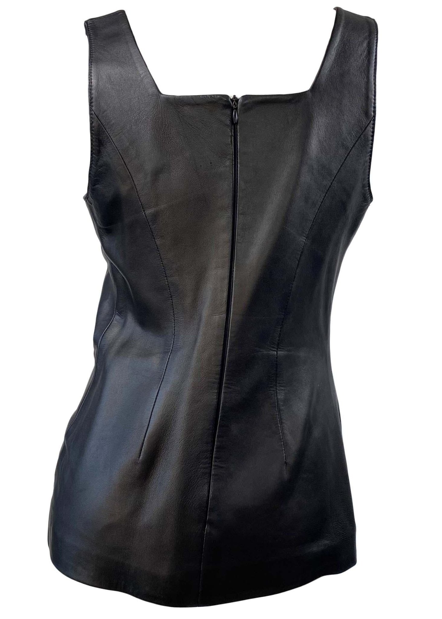 S/S 1997 Gucci by Tom Ford Leather Sleeveless Top G Logo - RealList