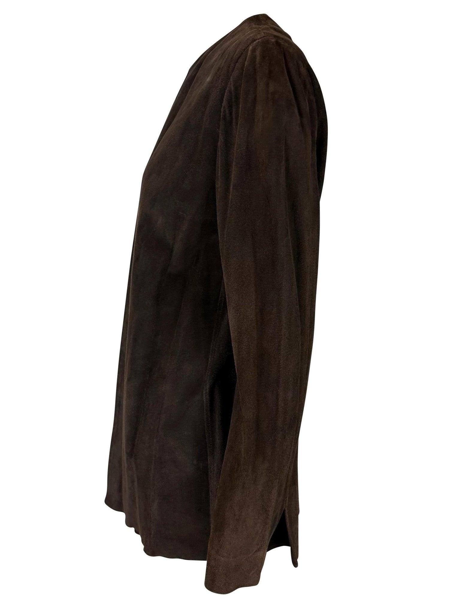 S/S 1997 Gucci by Tom Ford Naomi Runway Brown Suede Open Blouse Jacket - RealList